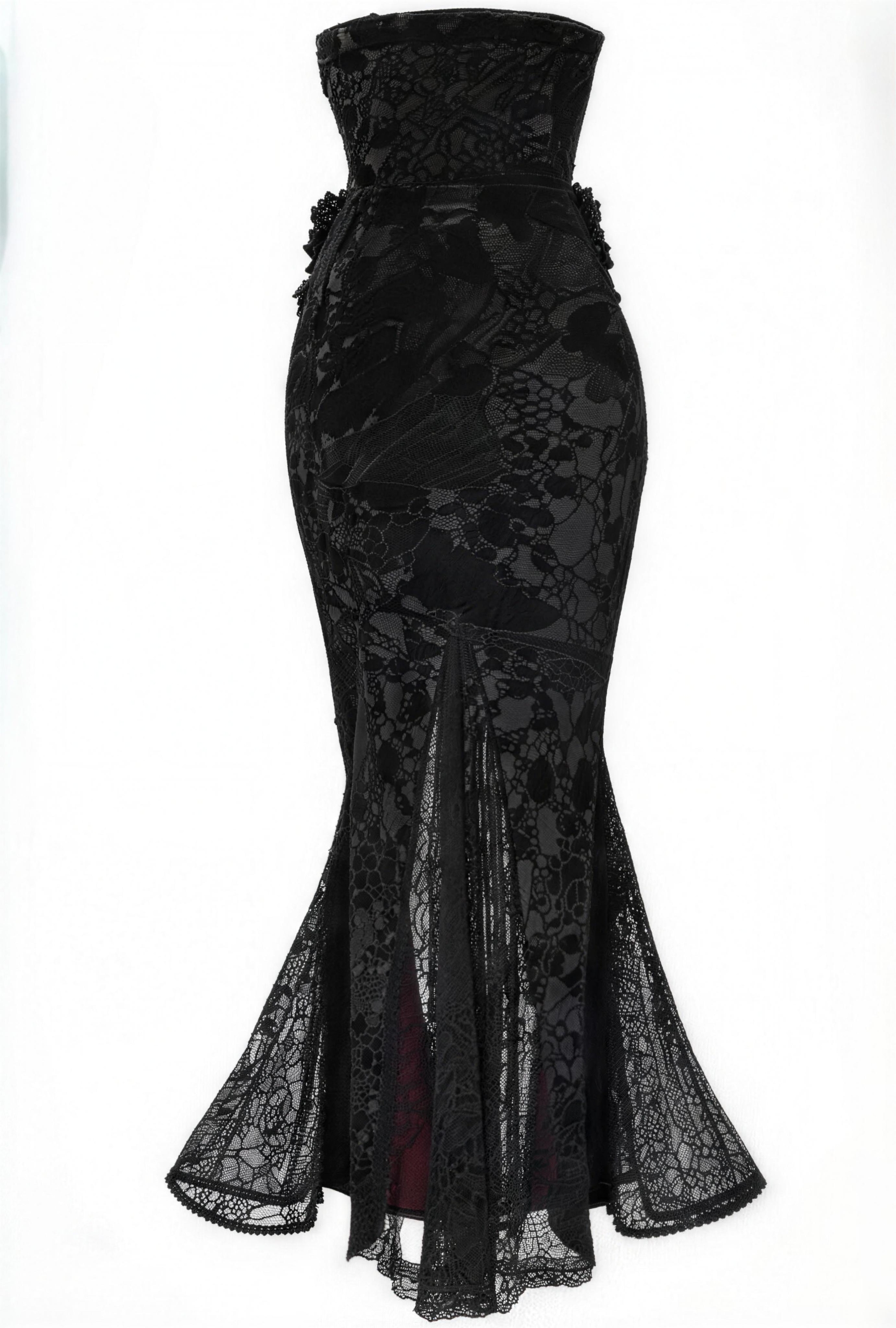 Scarlet Blood Peak Gothic Dark Atmosphere Heart Velvet Shiny Mermaid Dress