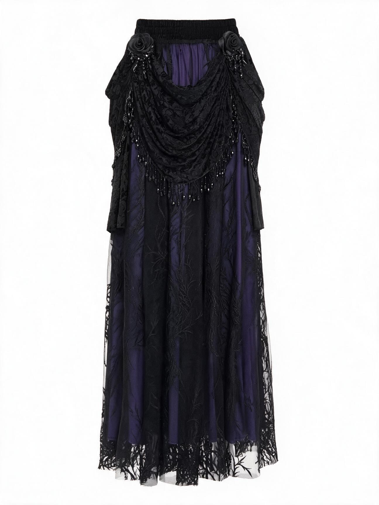 Women's 3-Piece Gothic Victorian Dress Set Corset Bolero & Layered Maxi Skirt Dark Romantic Vampire Costume