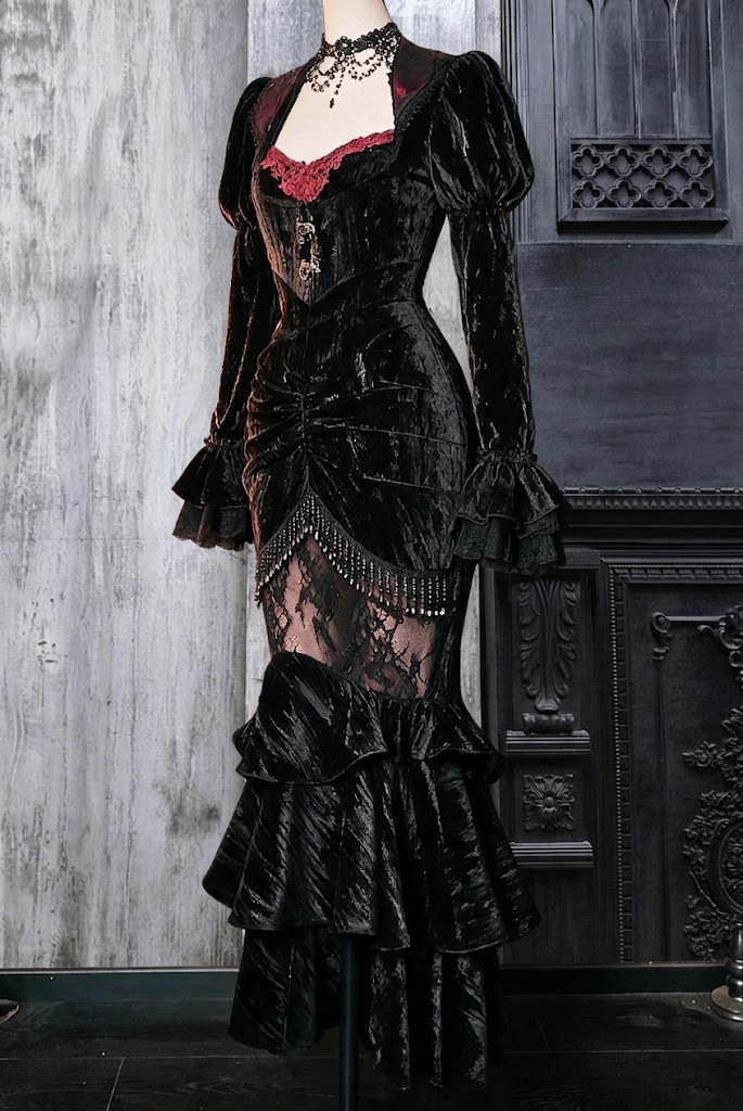 Duchess Gothic Rococo Court Pencil Mermaid Skirt Slimming Half Skirt for Autumn