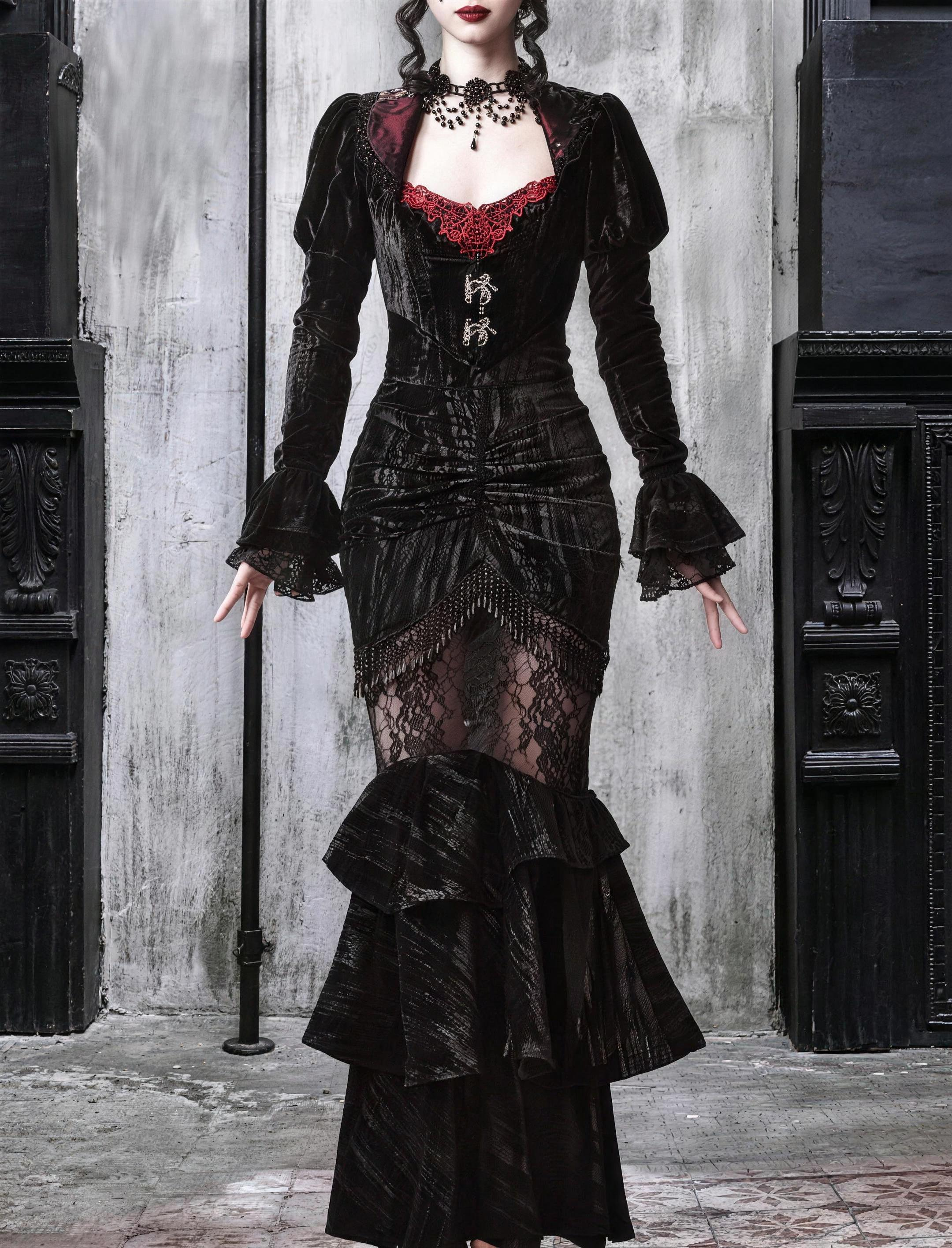 Duchess Gothic Rococo Court Pencil Mermaid Skirt Slimming Half Skirt for Autumn