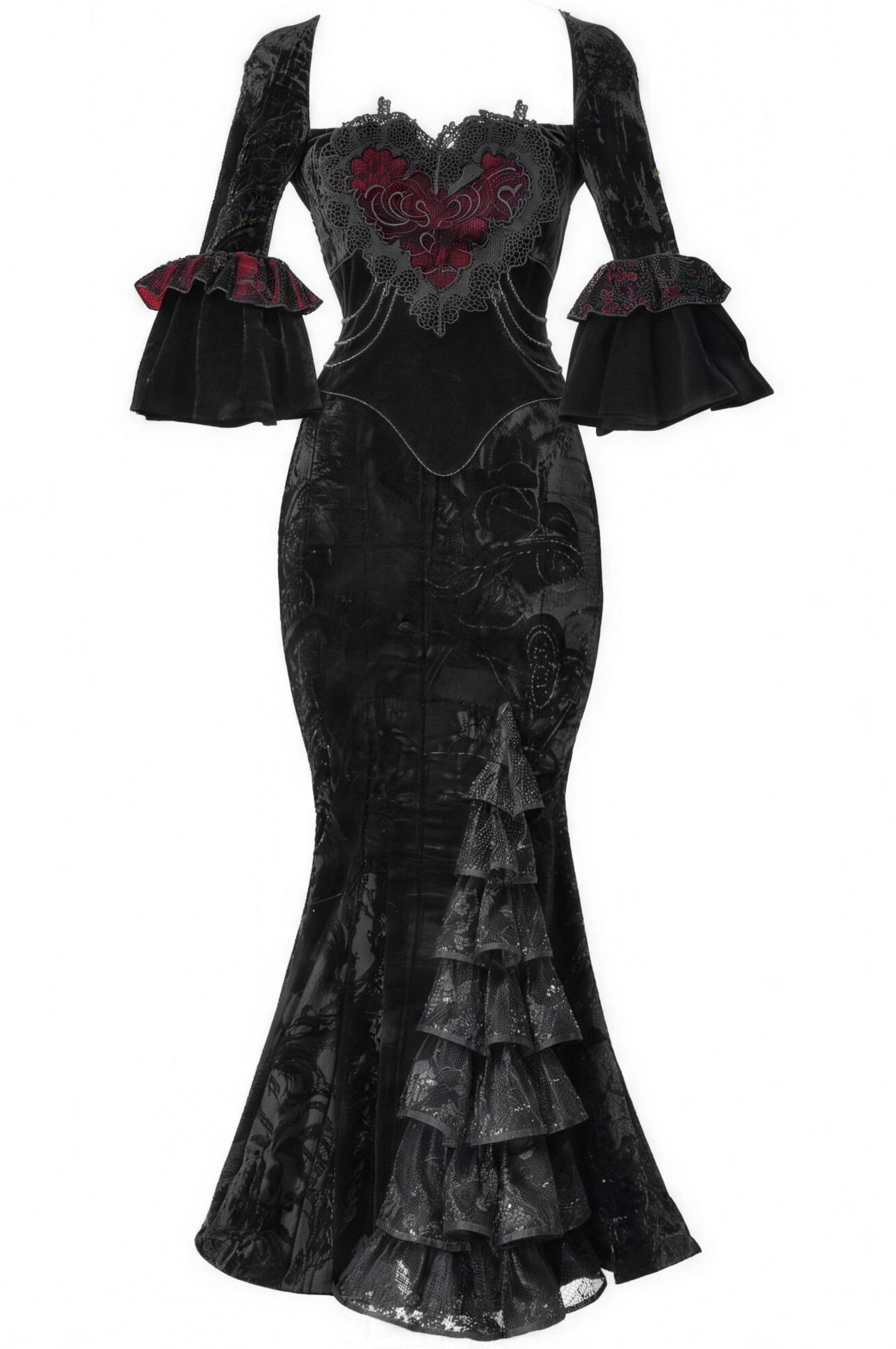Bloody Gothic Atmosphere Velvet Strapless Mermaid Dress Winter