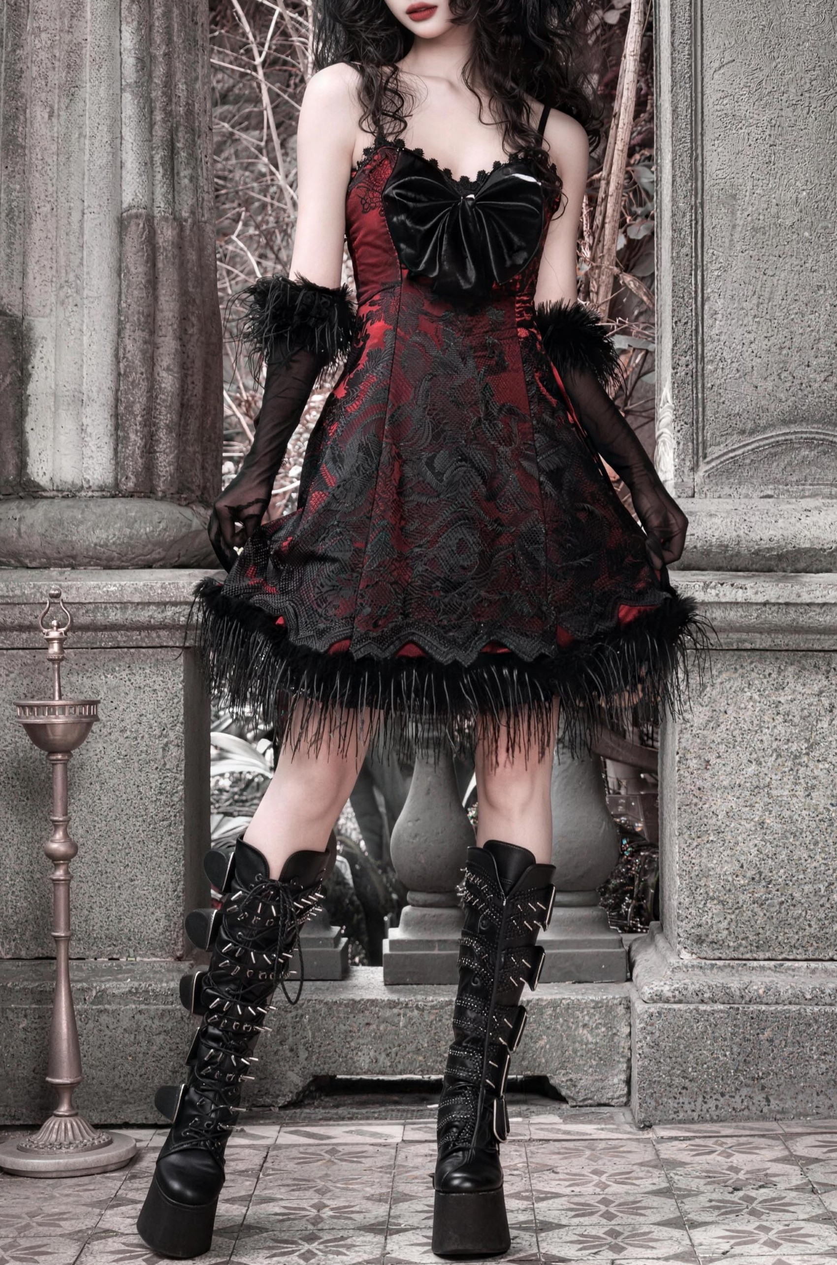 Dark Gothic Bow Slimming Camisole Dress