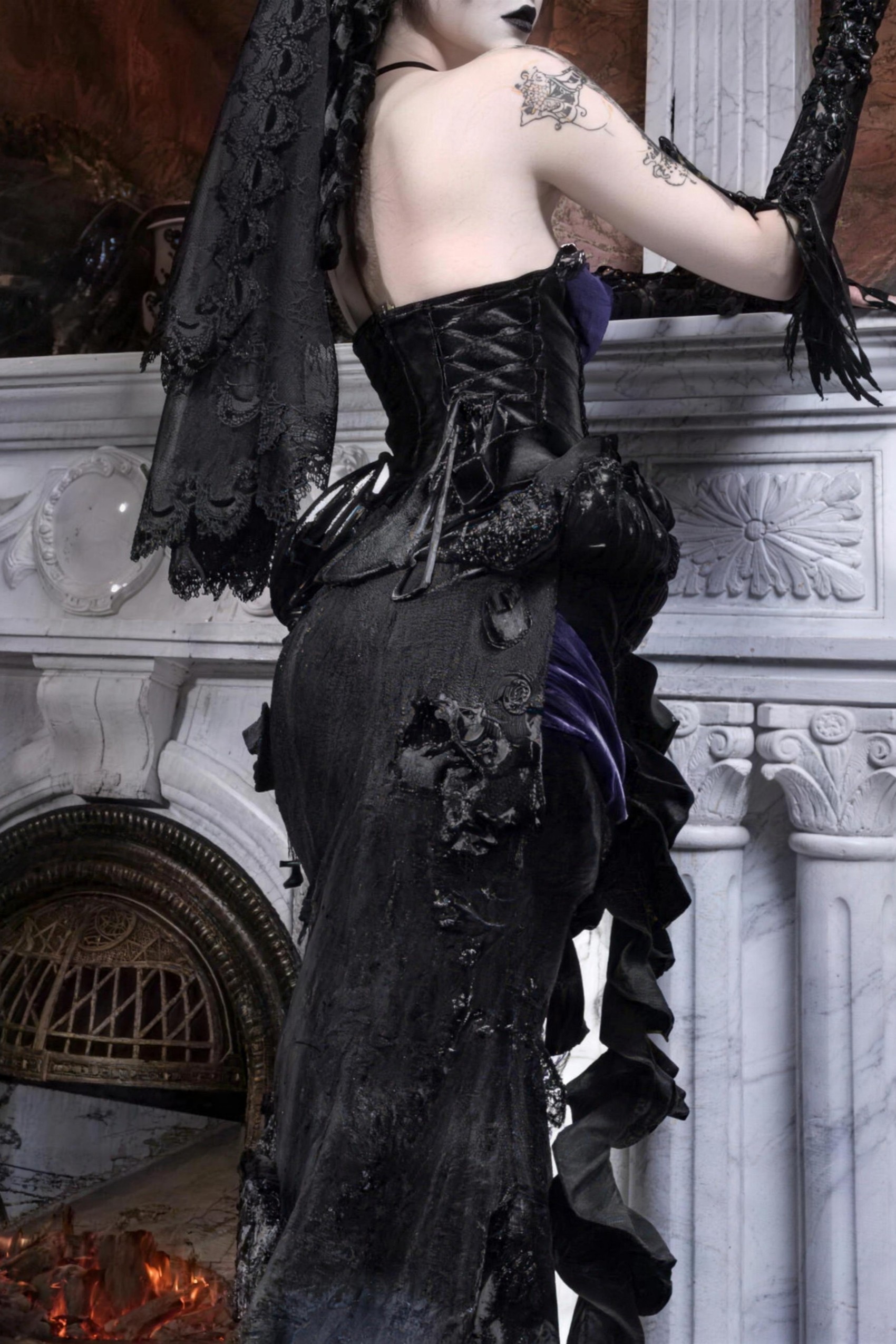 Gothic European-style luxurious sparkling velvet slim-fit dress corset for autumn