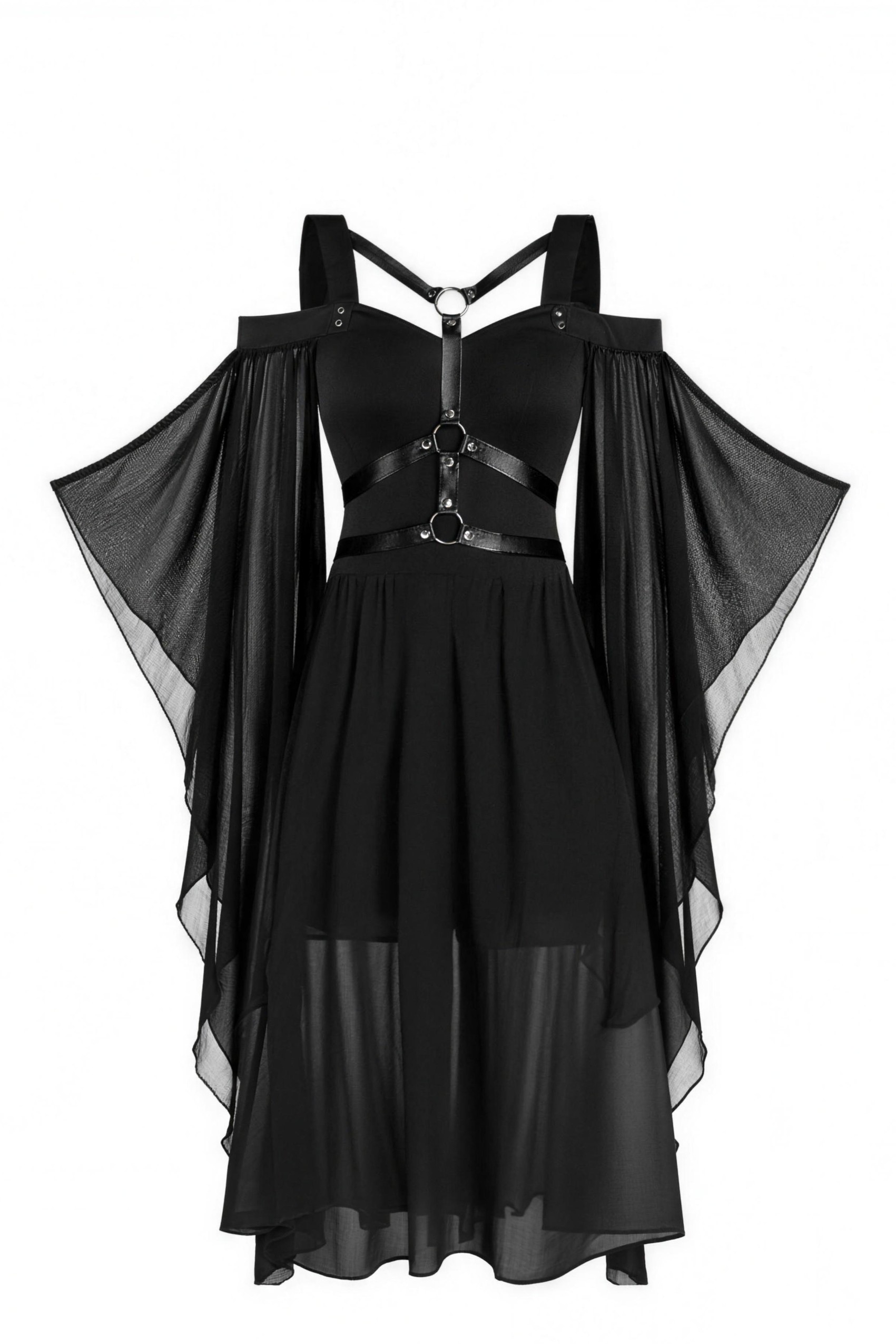 Nocturnal Witch Batwing Sleeve Strappy Midi Dress