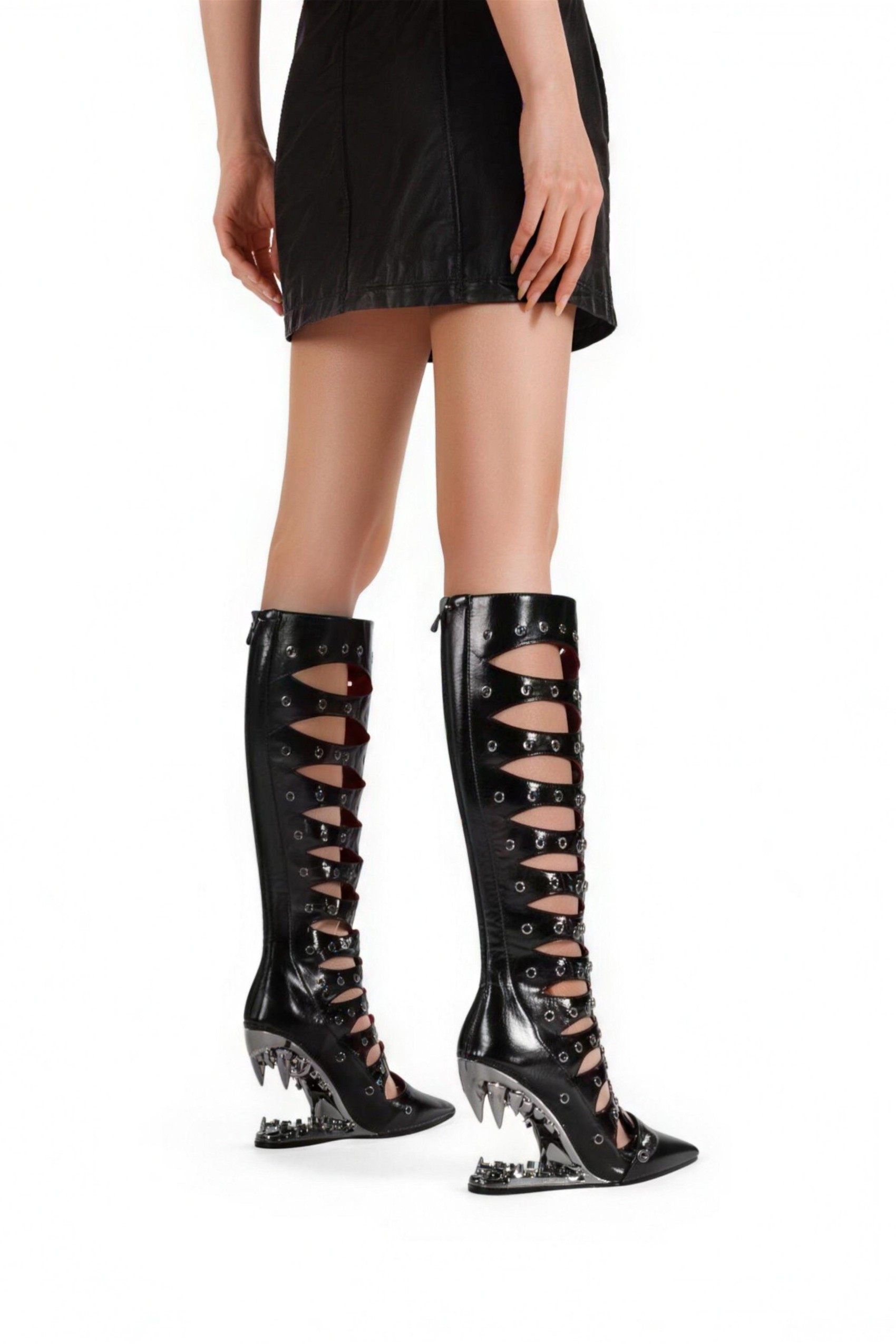 Metallic strappy high-heeled open-toe sandals
