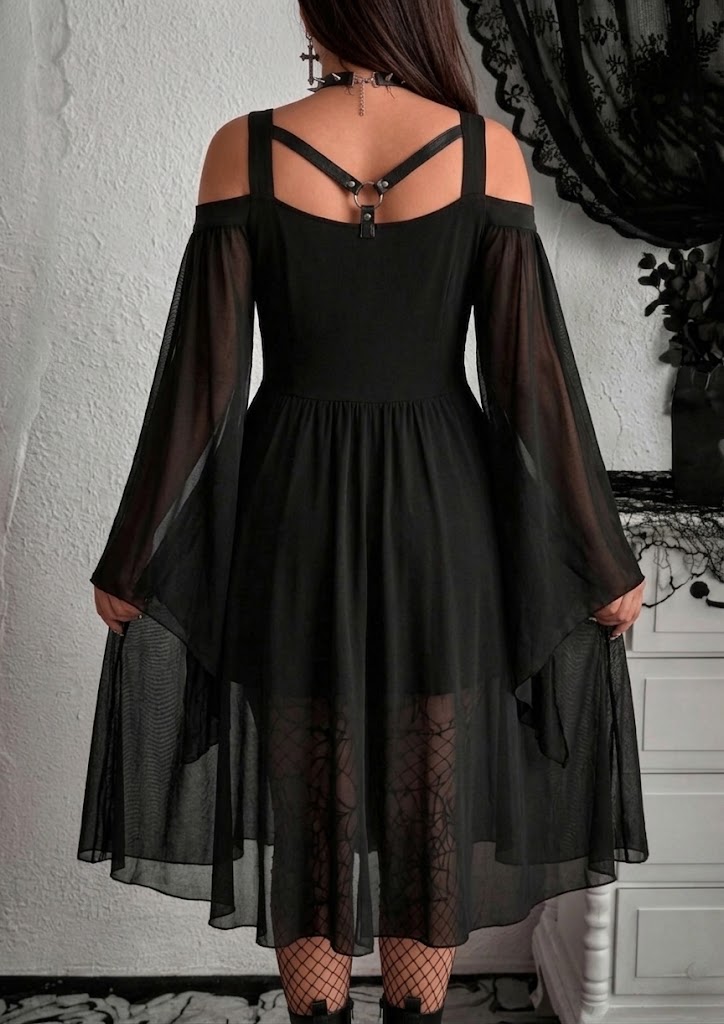 Nocturnal Witch Batwing Sleeve Strappy Midi Dress