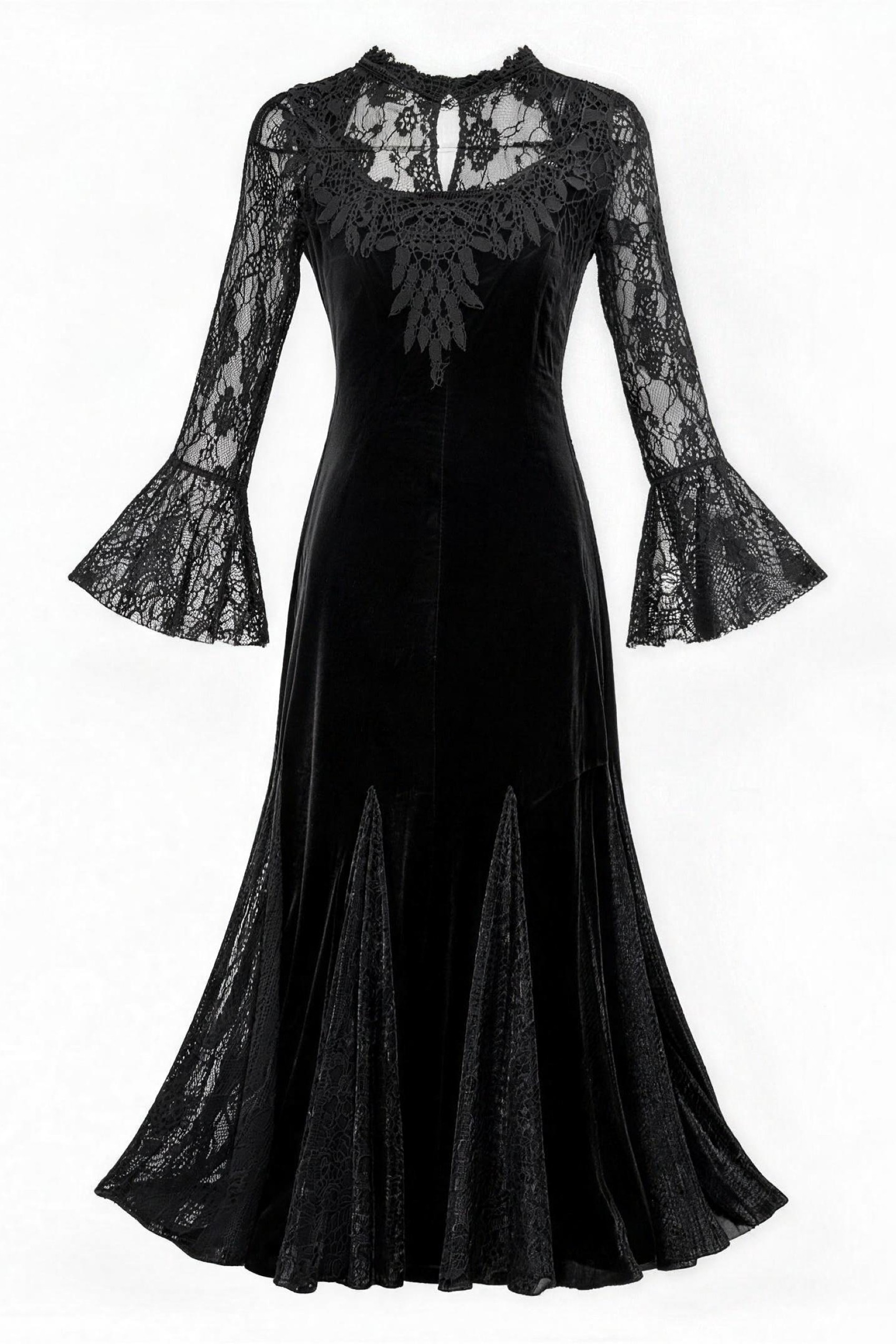 Dark Lace Mermaid Long-Sleeve Fitted Gown