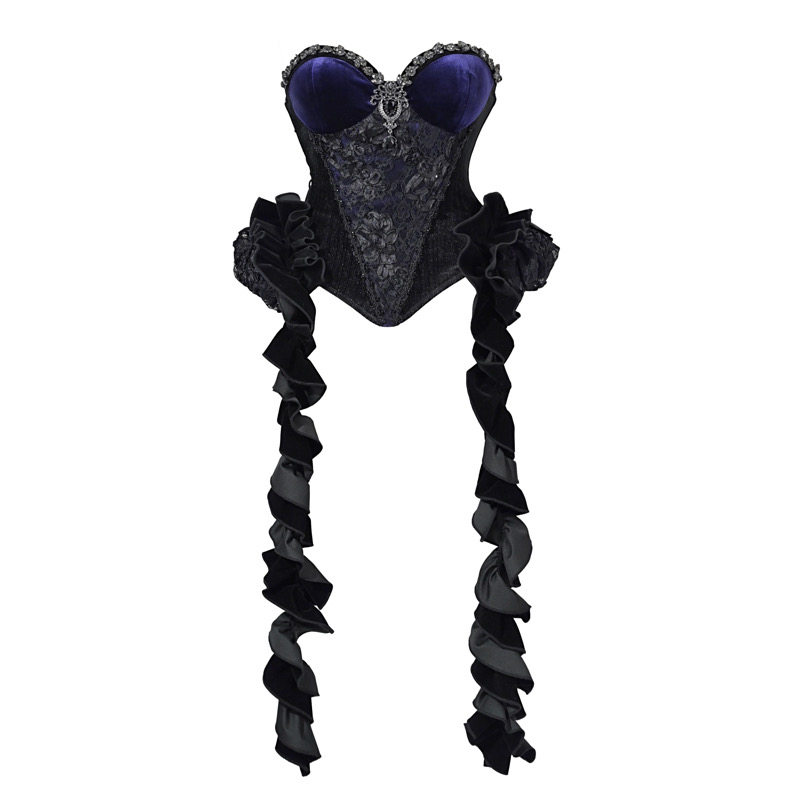 Women's 3-Piece Gothic Victorian Dress Set Corset Bolero & Layered Maxi Skirt Dark Romantic Vampire Costume