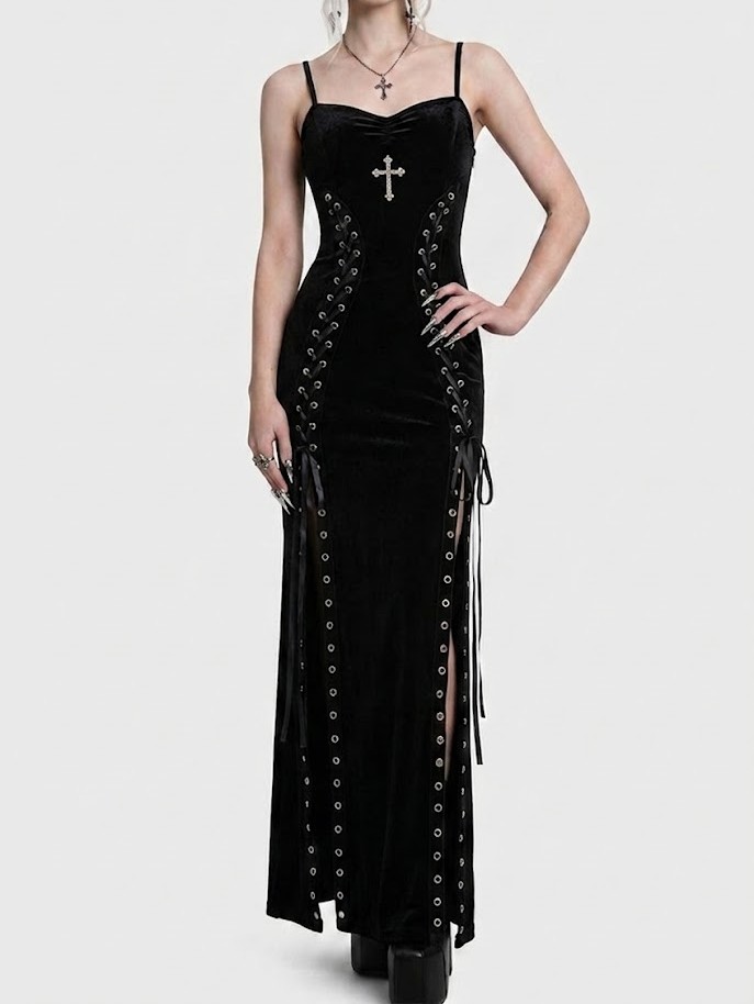 Vampire Romance Velvet Cross Slip Dress