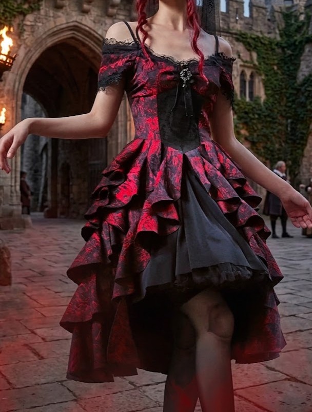 [Copy][Copy]Women's 3-Piece Gothic Victorian Dress Set Corset Bolero & Layered Maxi Skirt Dark Romantic Vampire Costume