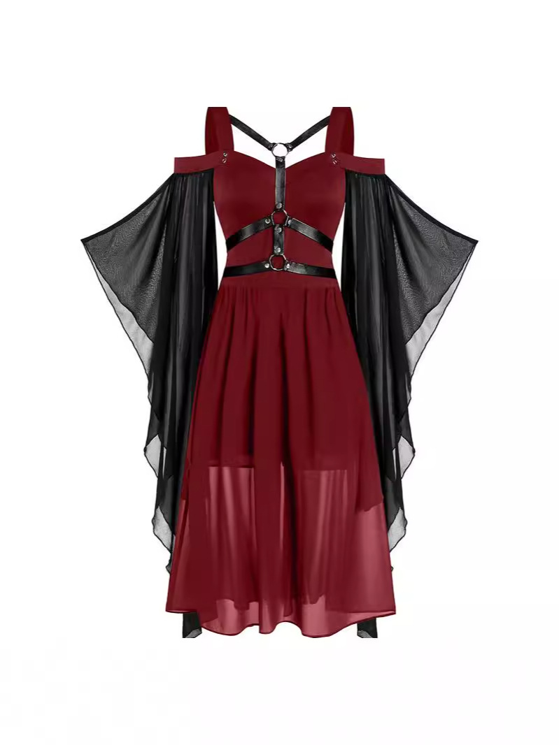 Nocturnal Witch Batwing Sleeve Strappy Midi Dress