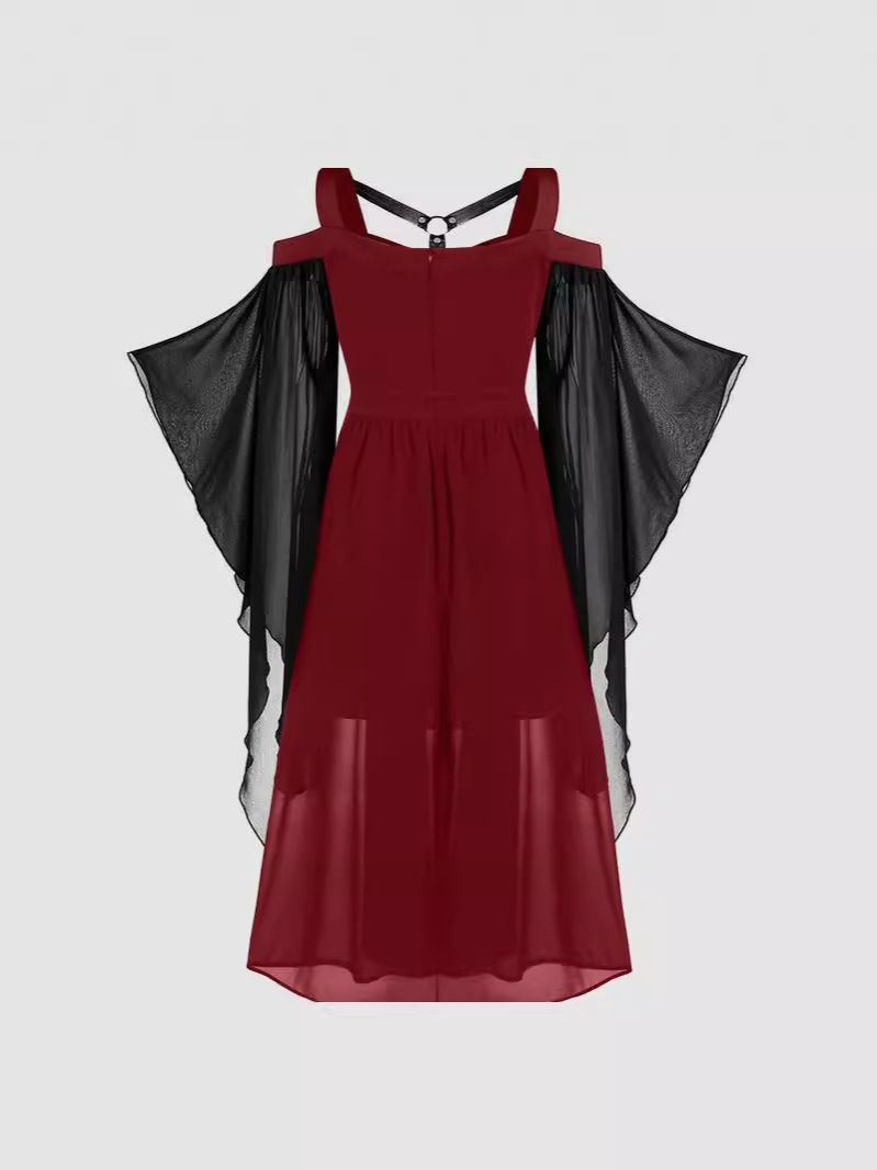 Nocturnal Witch Batwing Sleeve Strappy Midi Dress