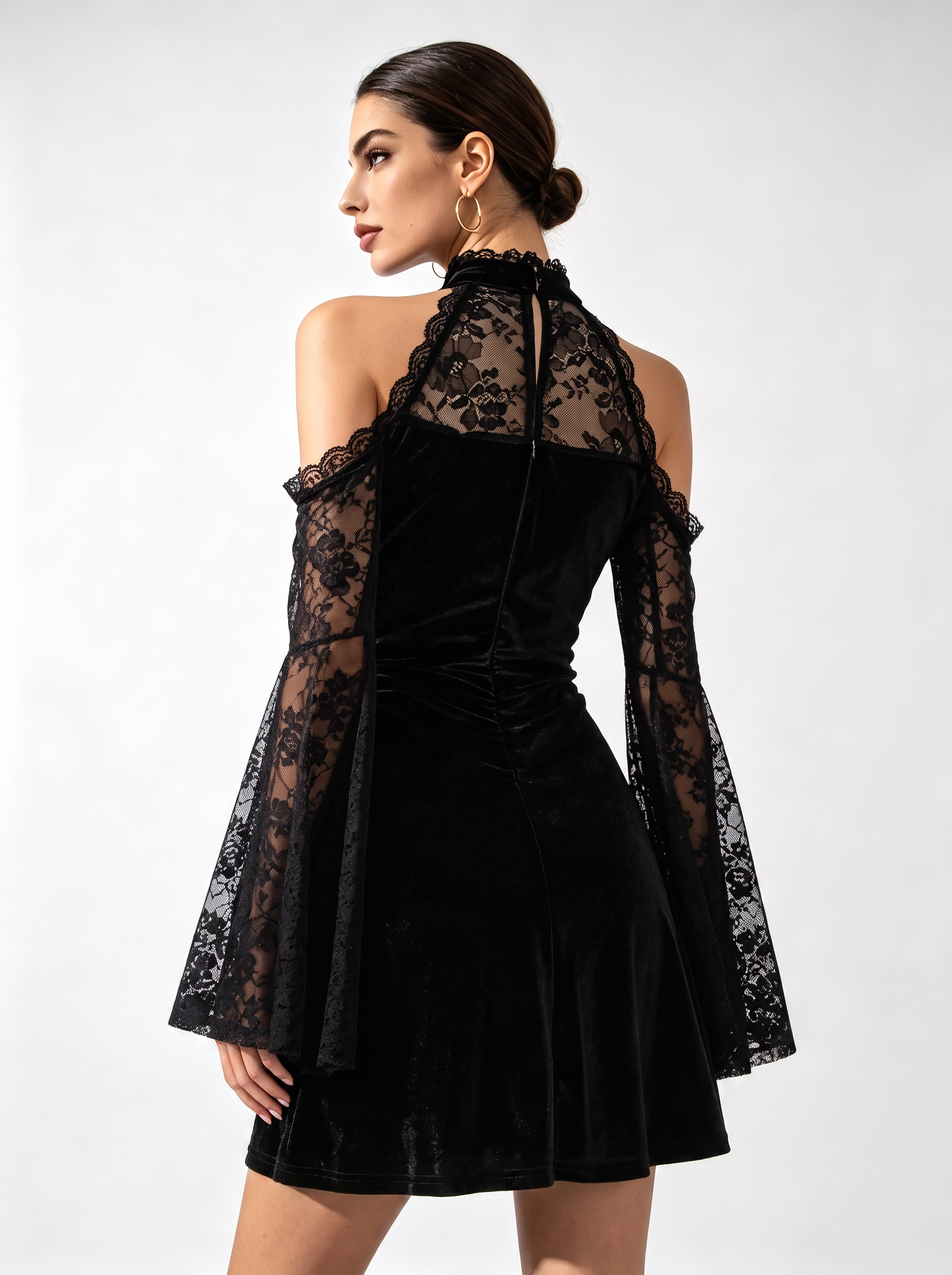 Amethyst Widow Lace Mini Dress