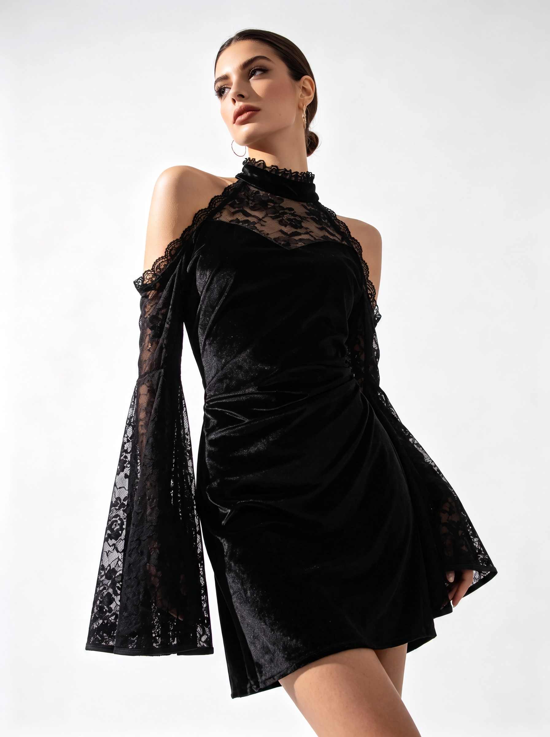 Amethyst Widow Lace Mini Dress