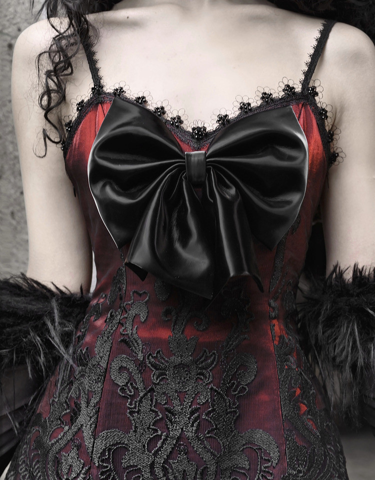 Dark Gothic Bow Slimming Camisole Dress