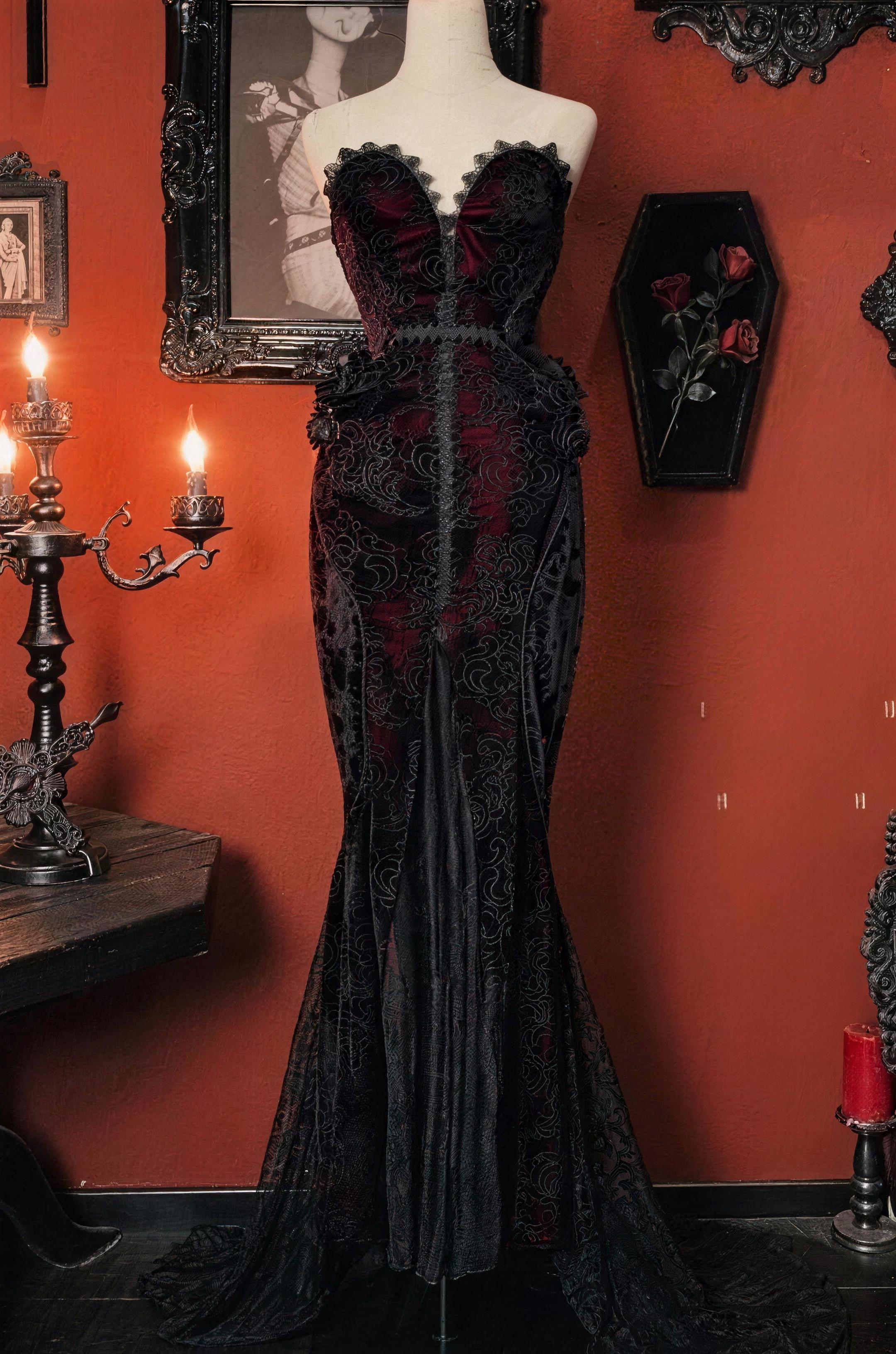 [Copy][Copy][Copy]Women's 3-Piece Gothic Victorian Dress Set Corset Bolero & Layered Maxi Skirt Dark Romantic Vampire Costume