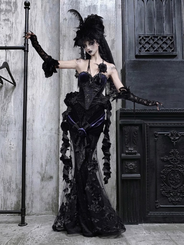 Gothic European-style luxurious sparkling velvet slim-fit dress corset for autumn