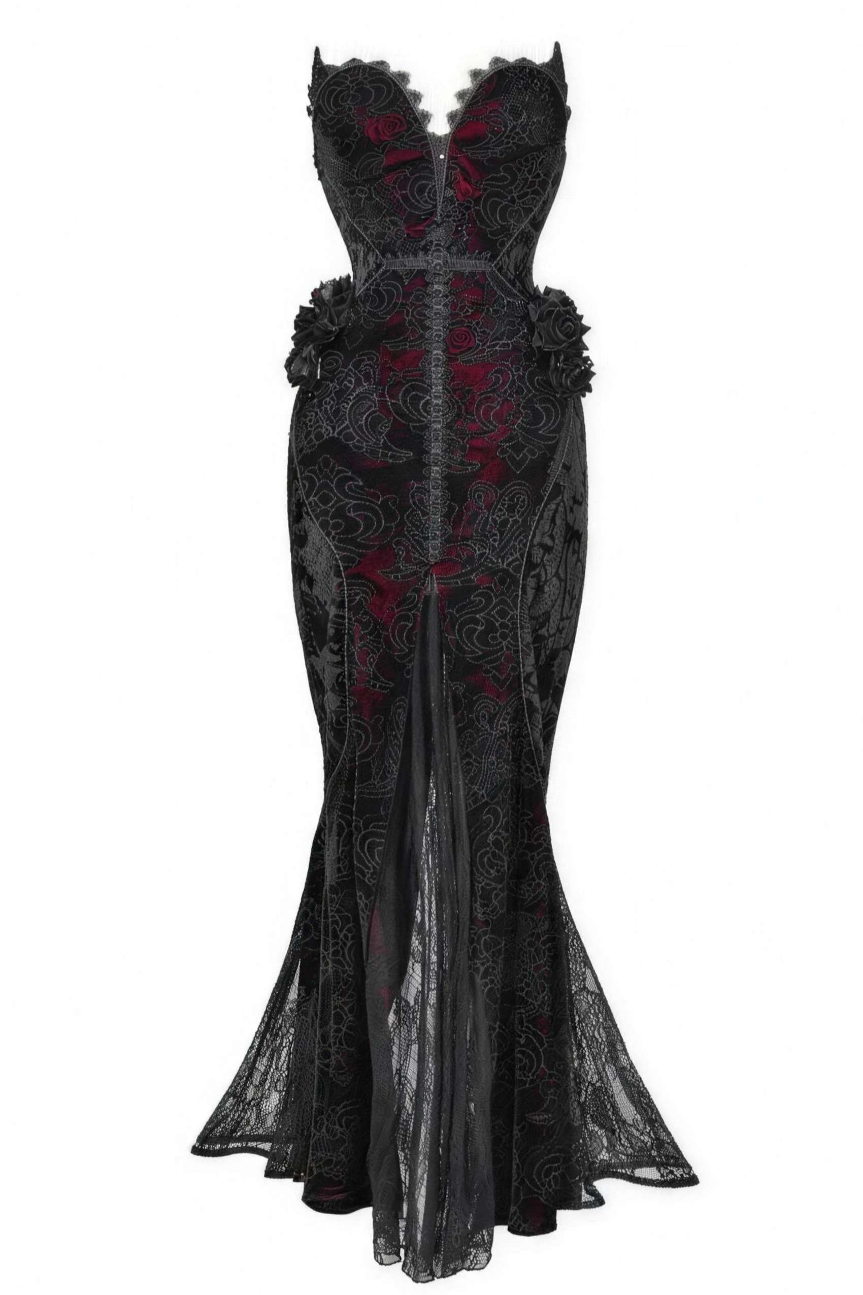 Bloody Gothic Atmosphere Velvet Strapless Mermaid Dress Winter