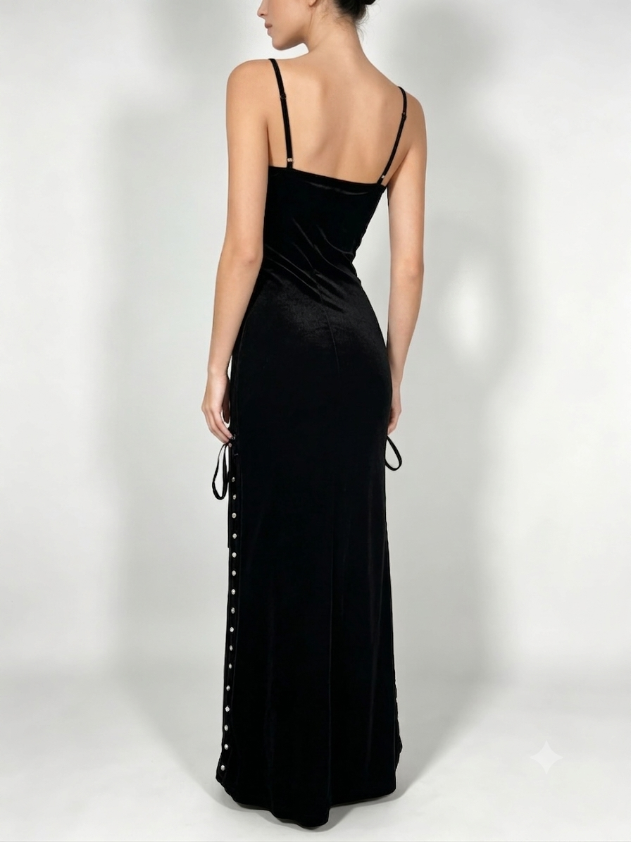 Dark and elegant fitted velvet dress