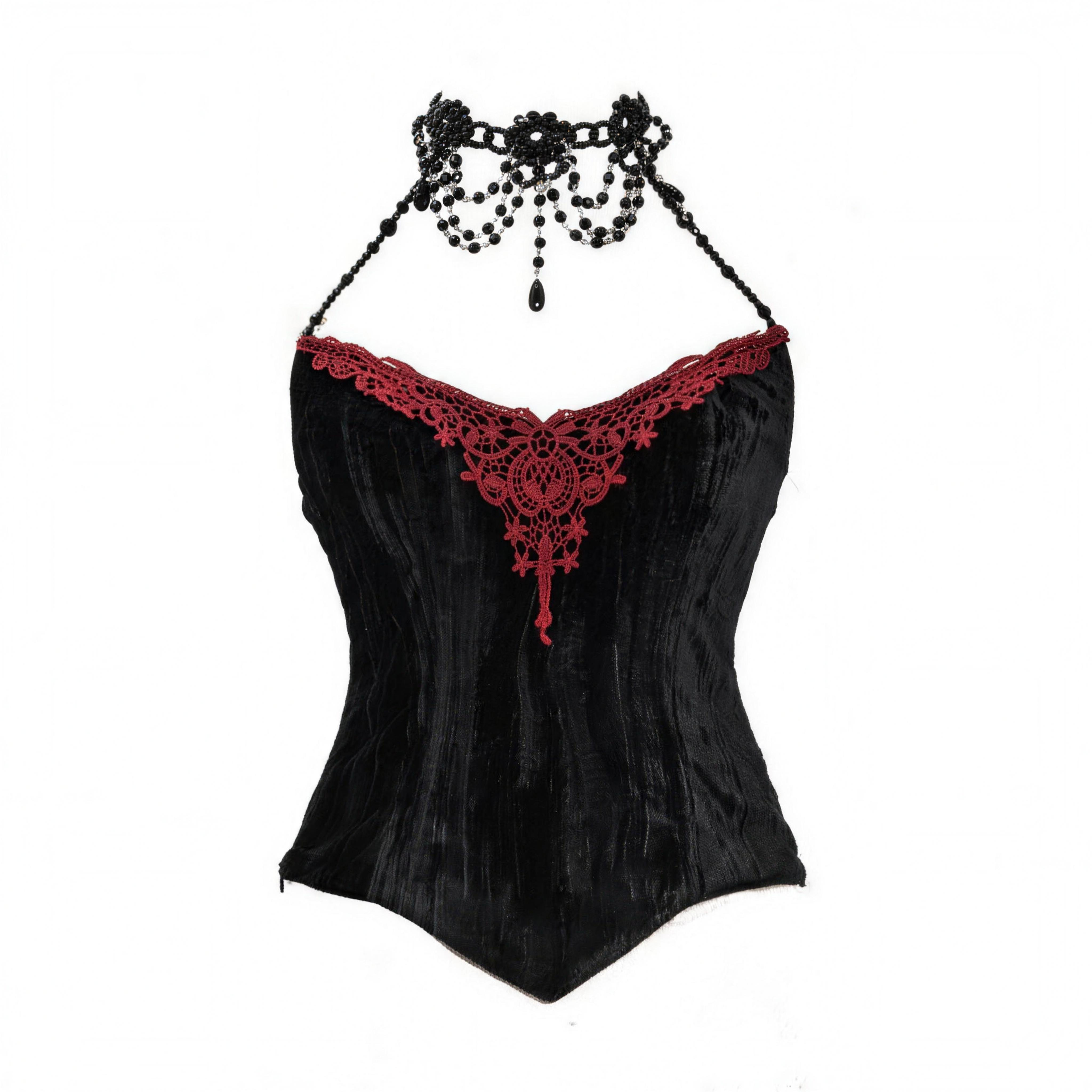 Gothic Rococo Velvet Herringbone Corset Slip Dress
