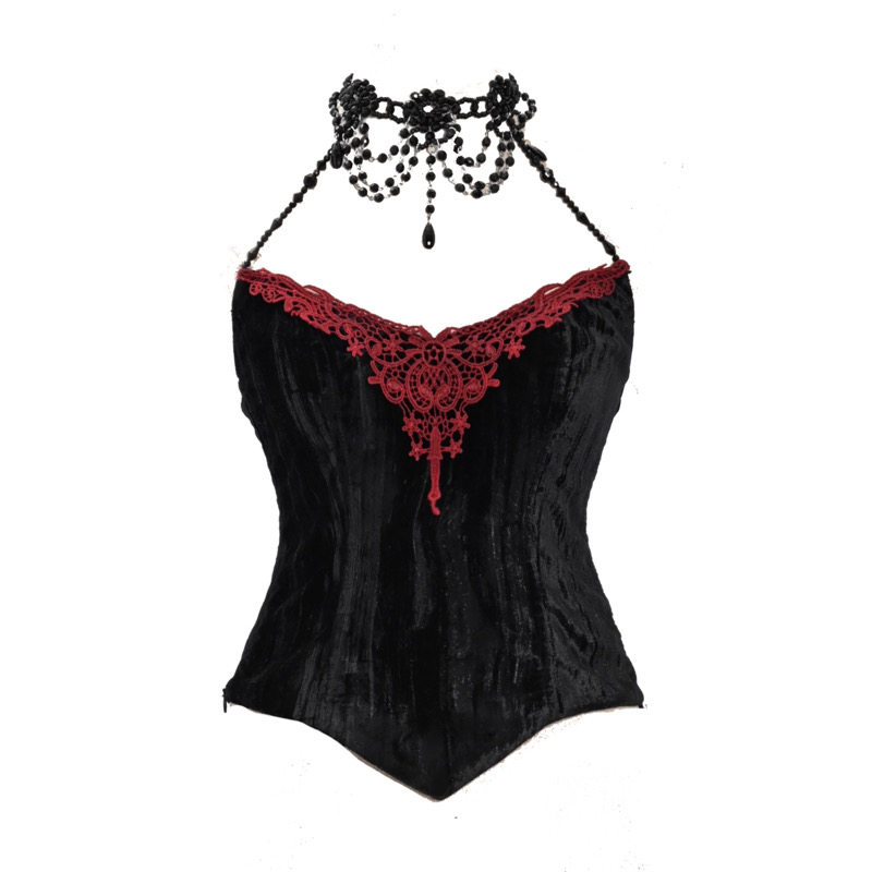 Gothic Rococo Velvet Herringbone Corset Slip Dress
