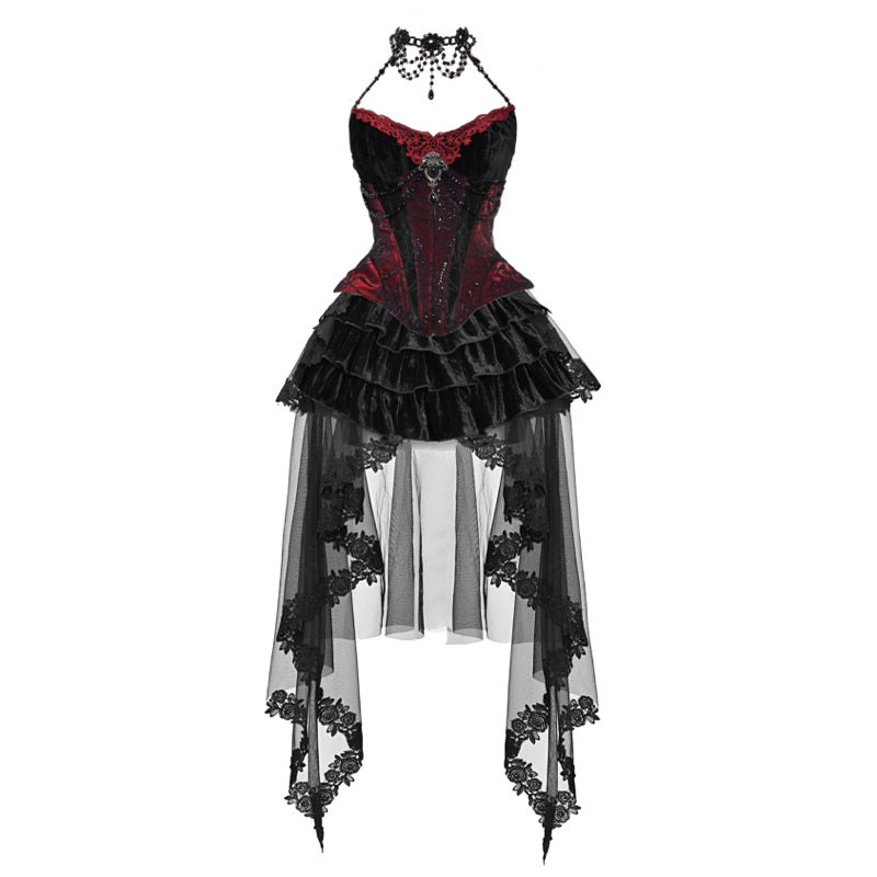 Gothic Rococo Velvet Herringbone Corset Slip Dress