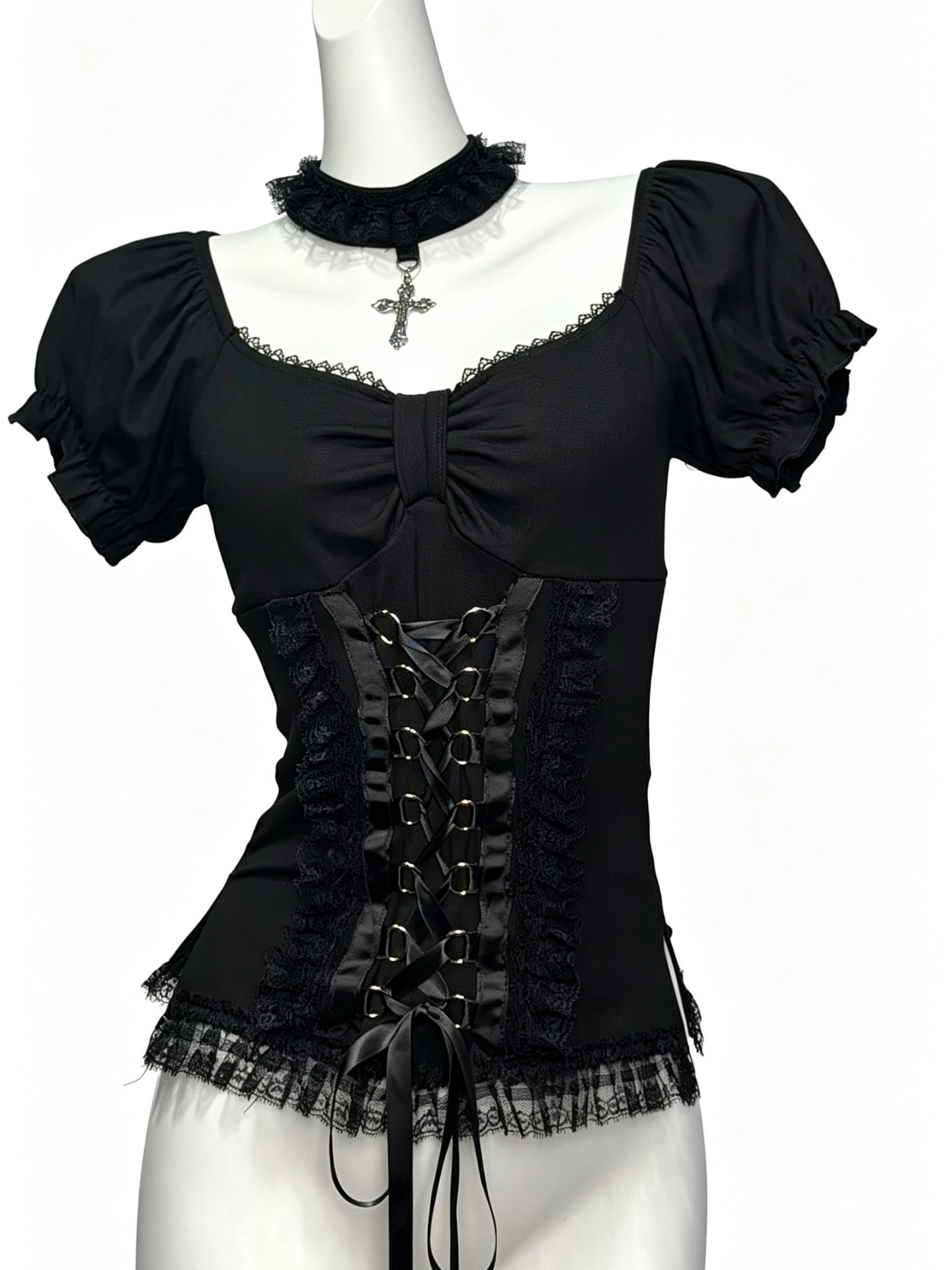 Vintage dark elegant slim-fit dress-TPGV002-BKC-M