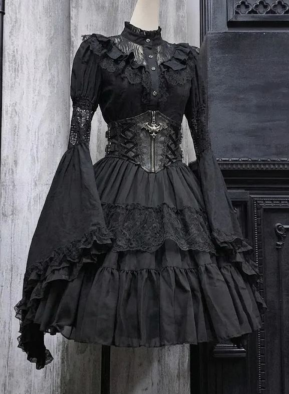 Dark Lolita Ruffled Tiered Mini Dress