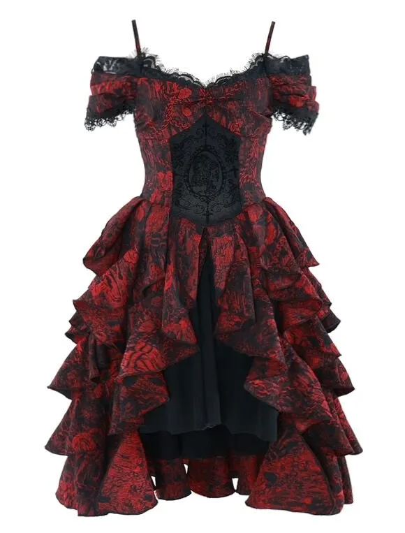 [Copy][Copy]Women's 3-Piece Gothic Victorian Dress Set Corset Bolero & Layered Maxi Skirt Dark Romantic Vampire Costume