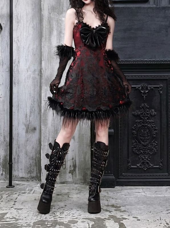 Dark Gothic Bow Slimming Camisole Dress