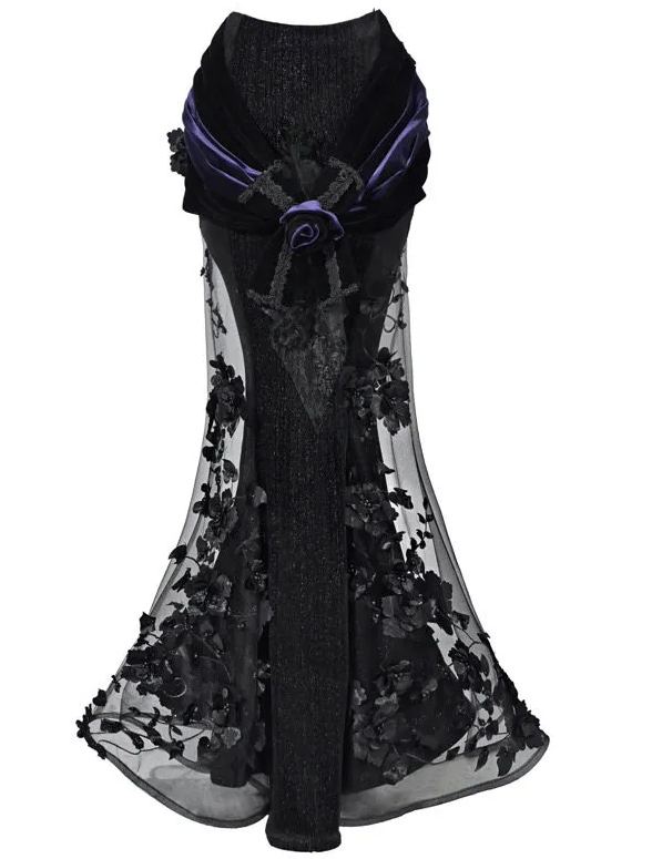 Gothic luxurious European-style beaded embroidered mermaid dress long gown for autumn