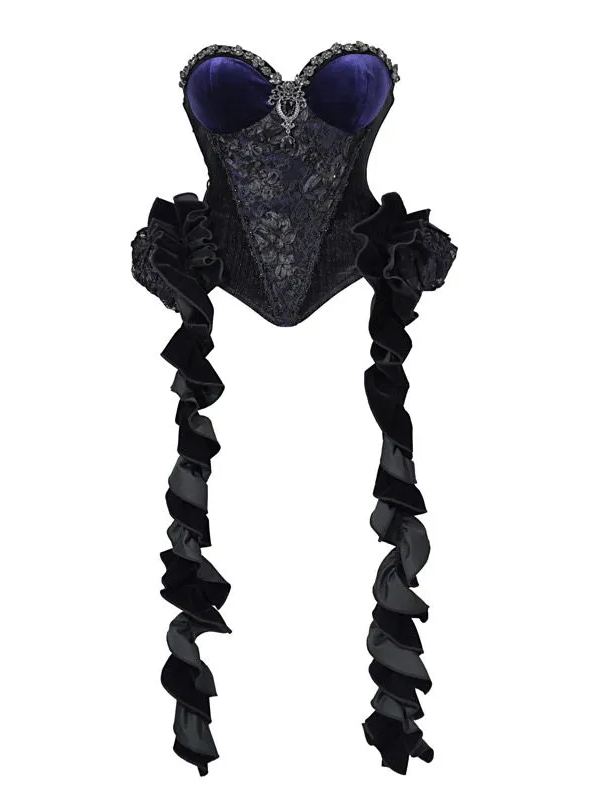 Gothic European-style luxurious sparkling velvet slim-fit dress corset for autumn