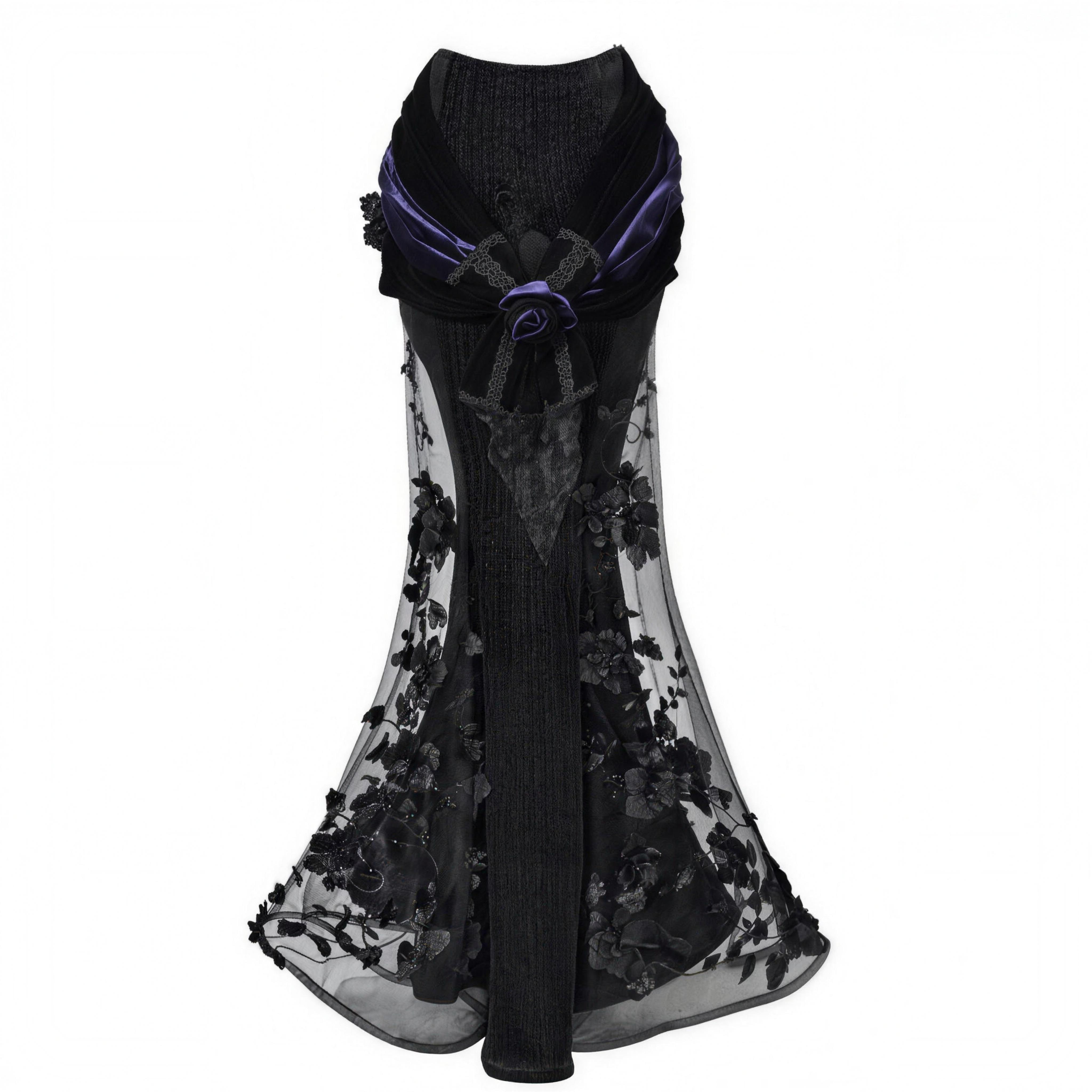 Gothic luxurious European-style beaded embroidered mermaid dress long gown for autumn
