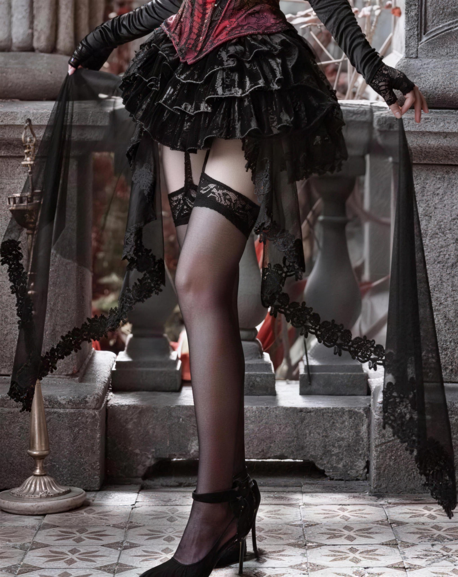 Gothic Rococo Velvet Mini Skirt