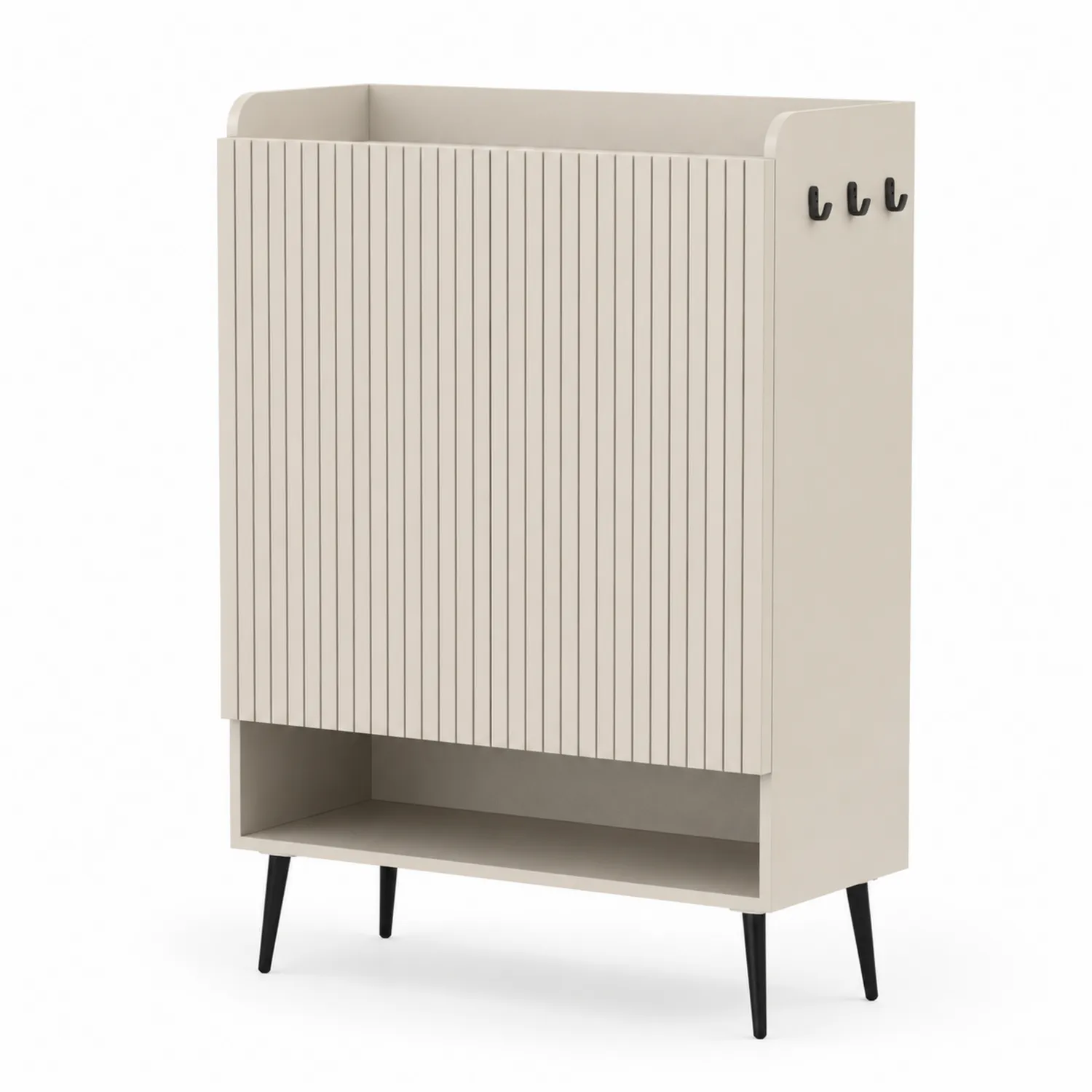 Szafka na buty z płyty MDF beżowa z metalowymi nogami 95x80x25 cm