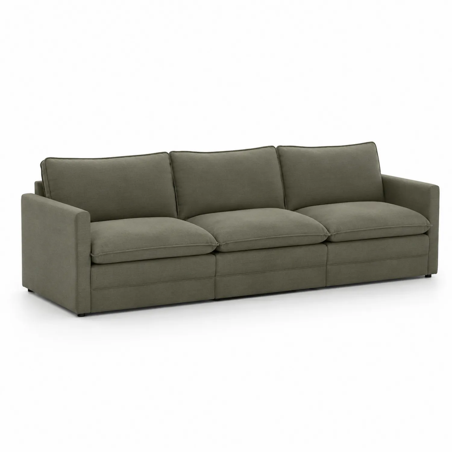 Sofa trzyosobowa tkanina lniana zielona 230x90x85 cm