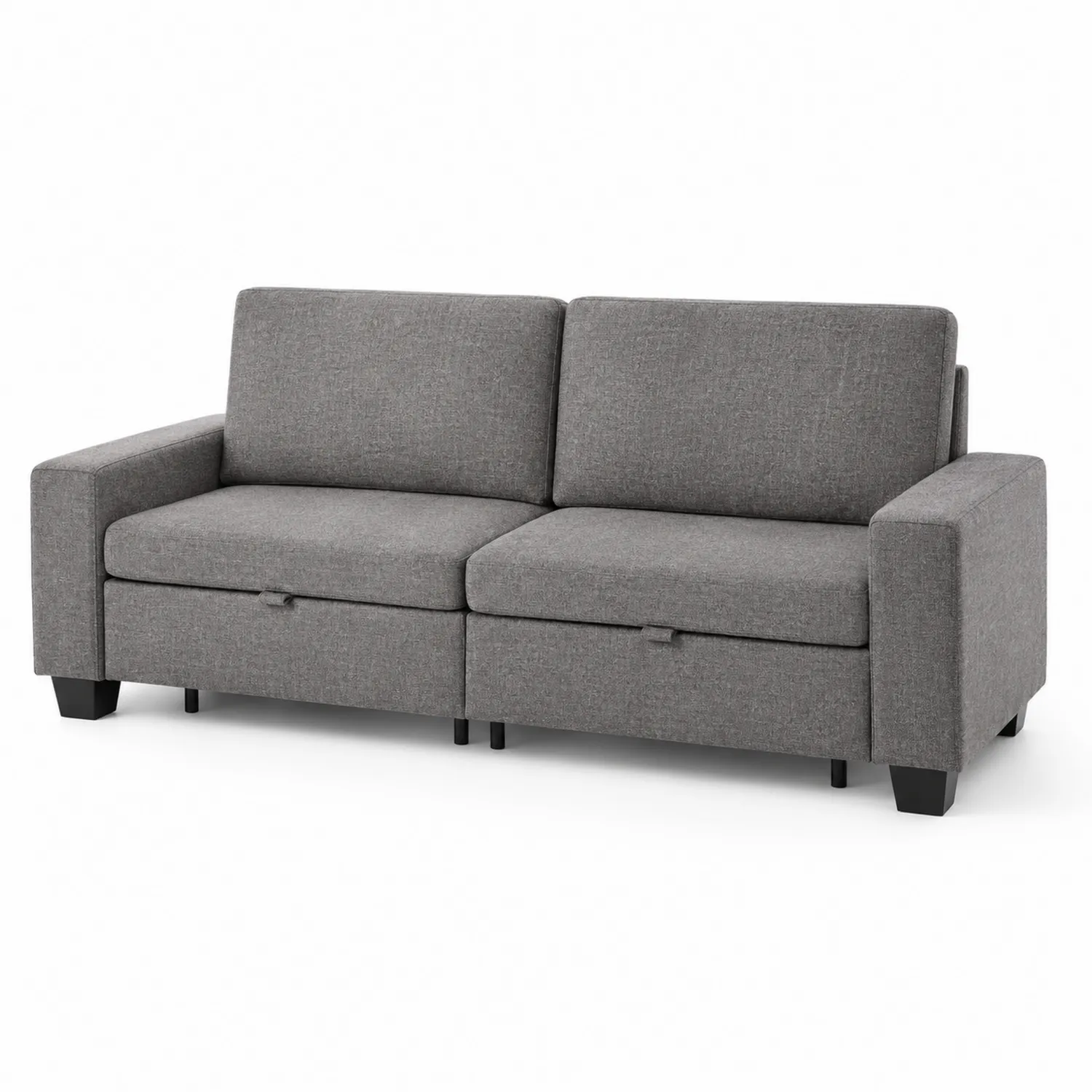 Sofa rozkładana trzyosobowa szara poliester
