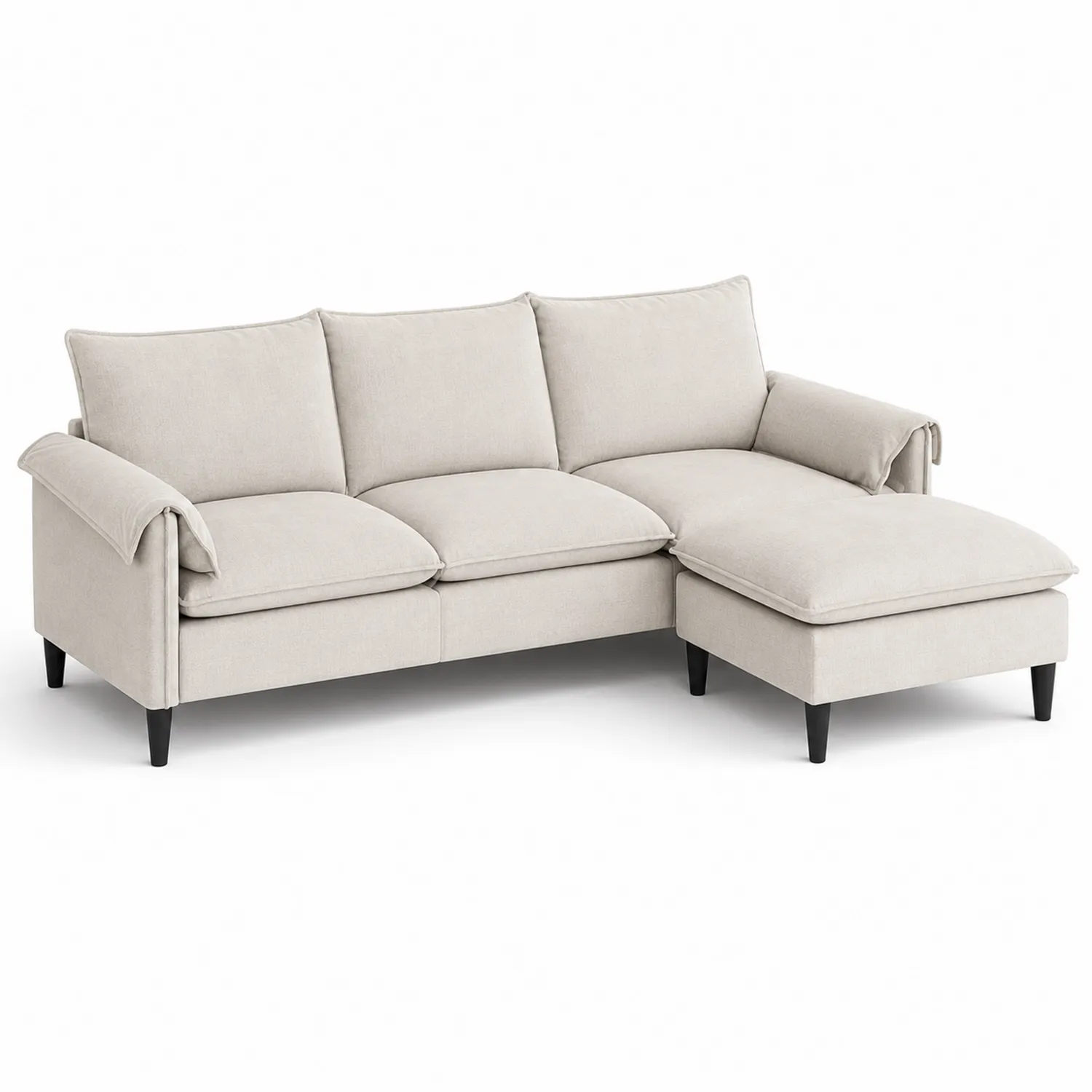 Narożna sofa z tkaniny poliestrowej beżowa 230x150cm