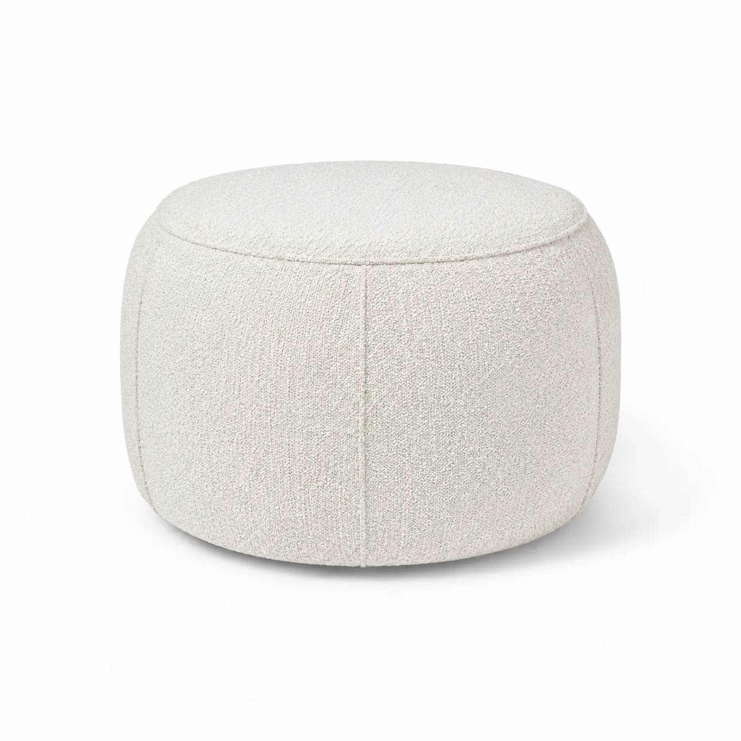 Okrągły puf z kremowej tkaniny bouclé 50x50x35 cm