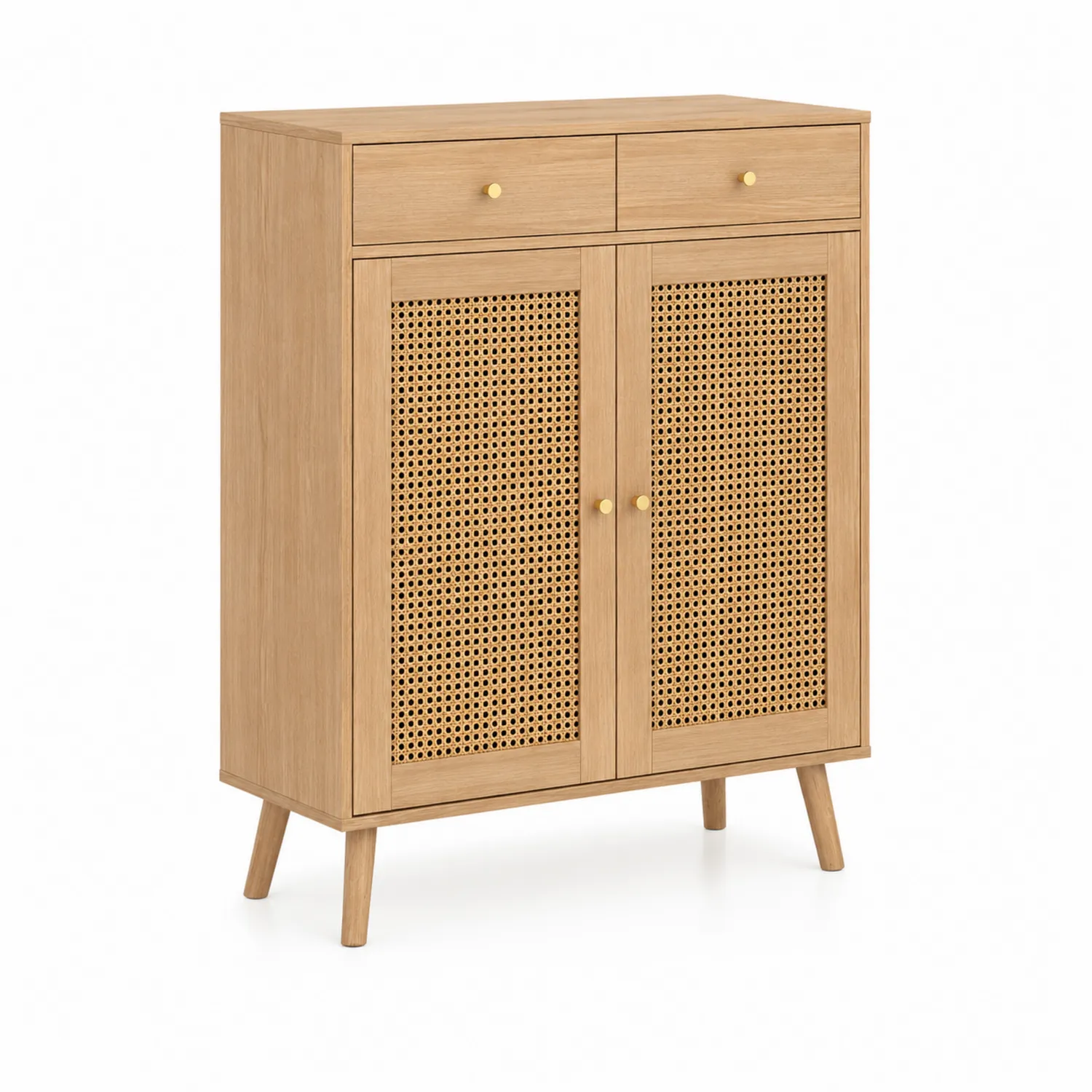Drewniana Szafka z Frontami Rattanowymi 80x40x120 cm