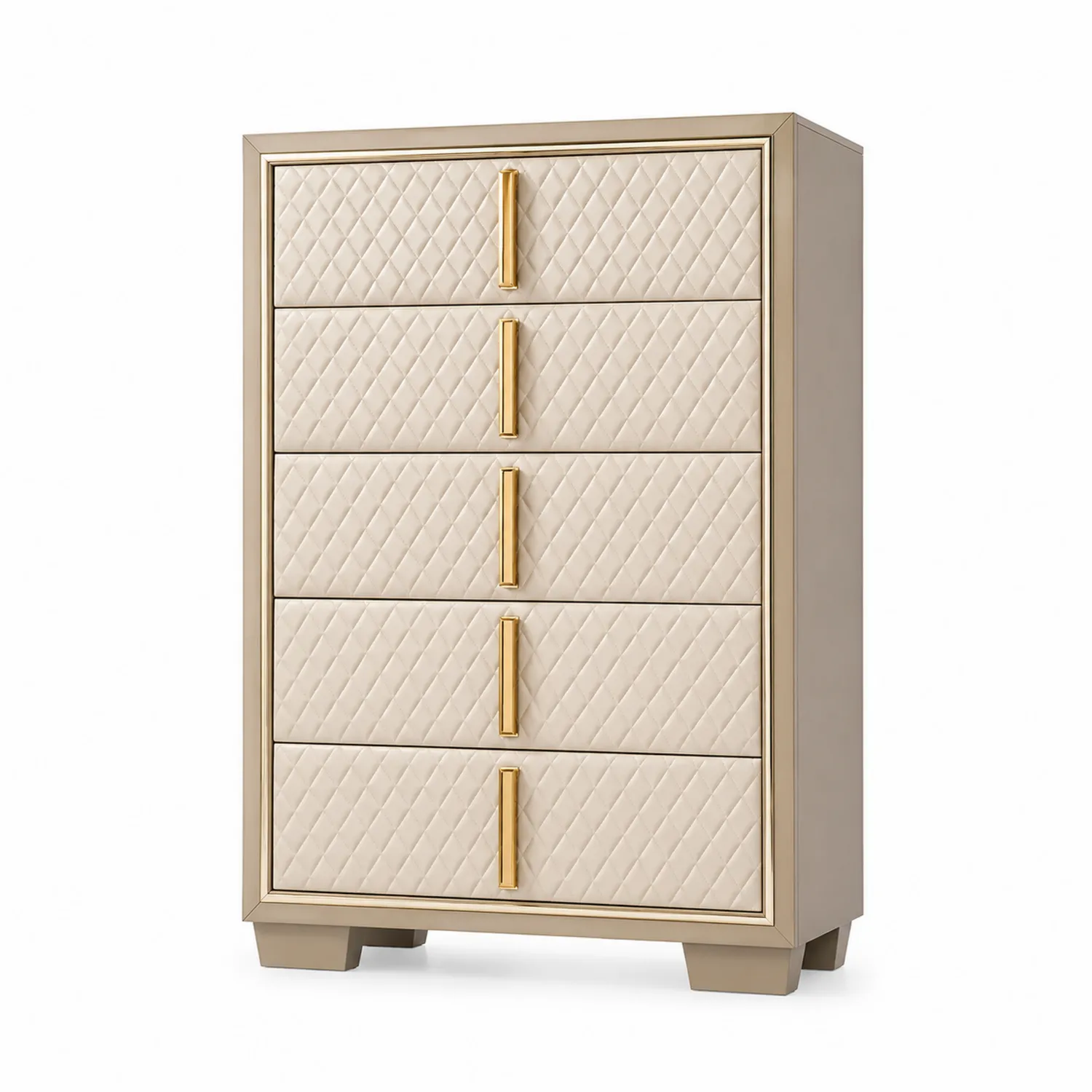 Komoda z 5 szufladami MDF Beżowy/Złoty 120x80x40 cm