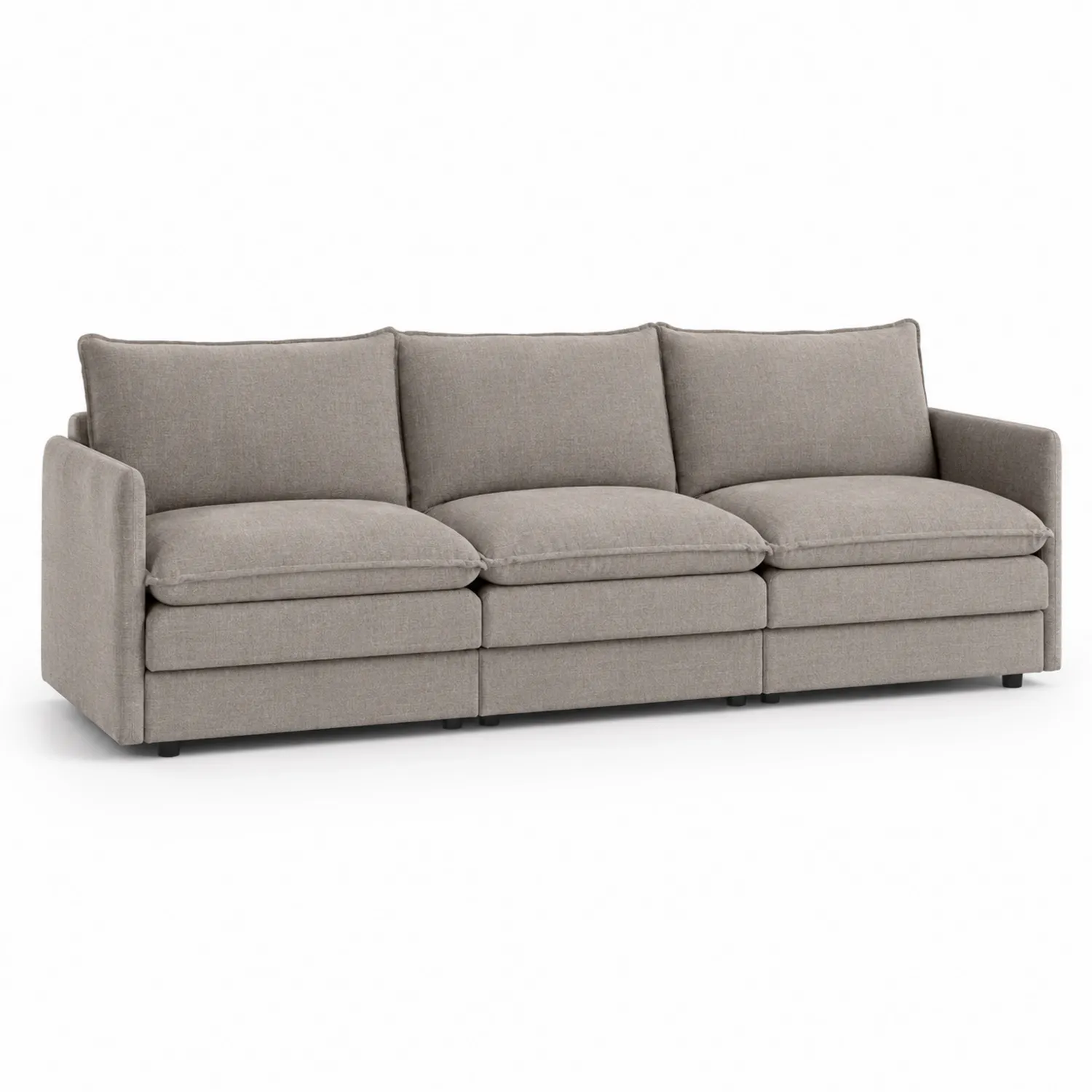 Sofa trzyosobowa z tkaniny lnianej szara 220cm