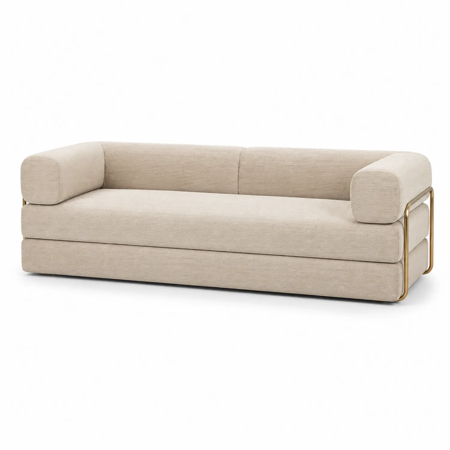 Sofa trzyosobowa z tkaniny z metalowymi elementami 230 cm