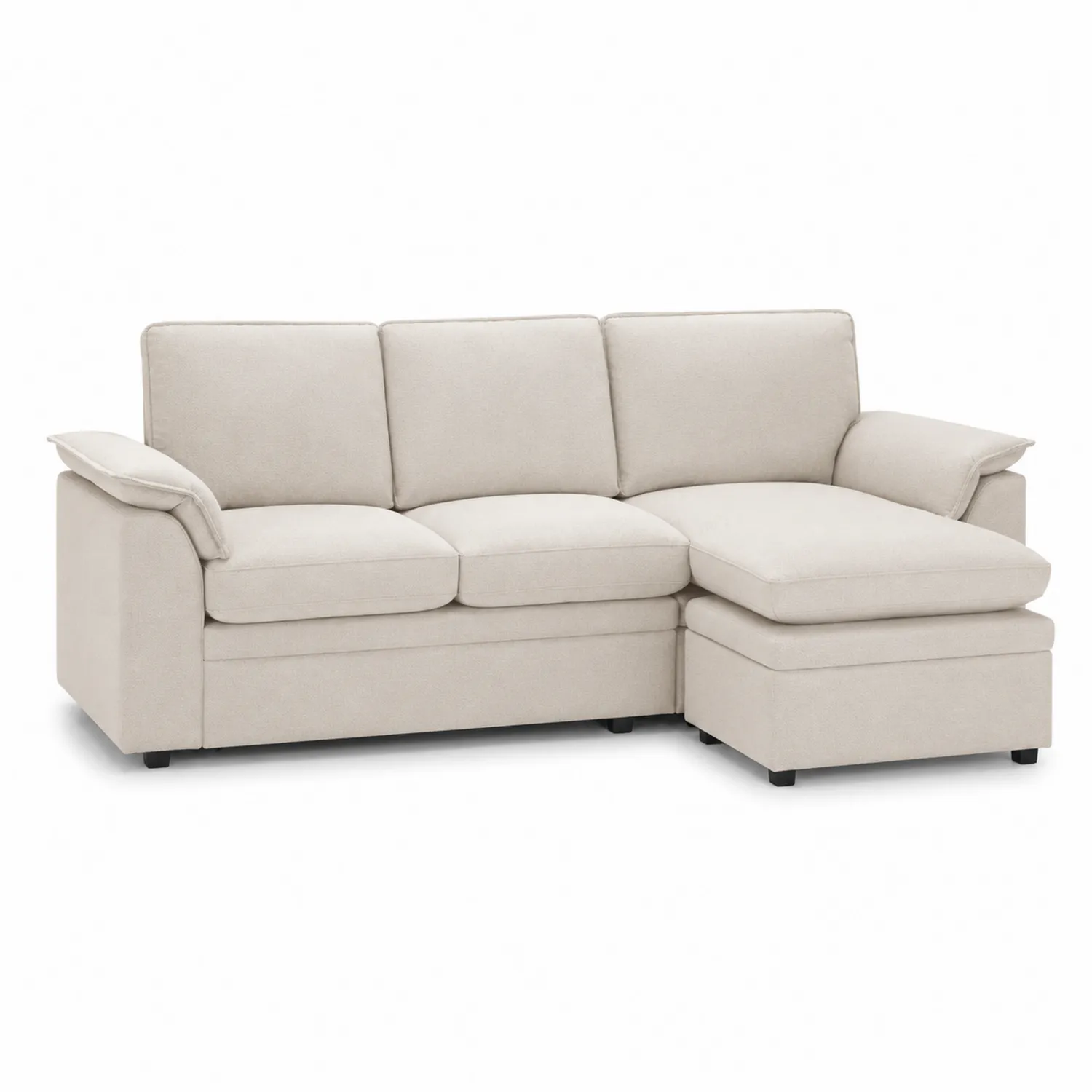 Sofa Narożna 3-osobowa z Tkaniny w Kolorze Beżowym
