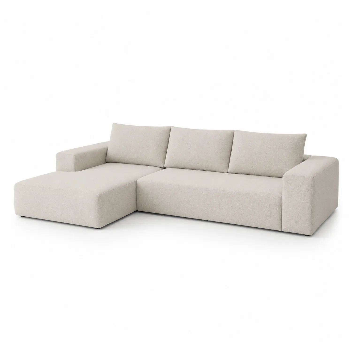 Sofa narożna z tkaniny beżowa 290x150x85 cm