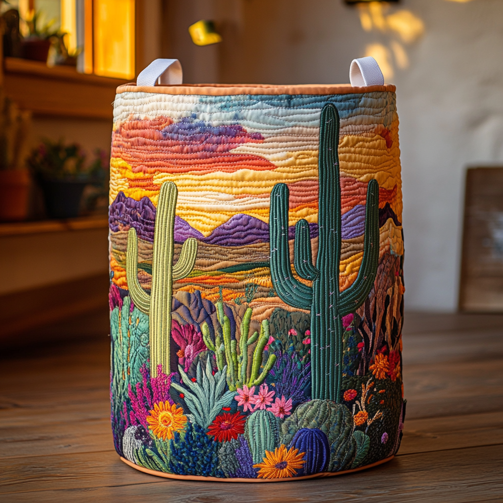 Cactus Vista Quilted Laundry Basket NCU0DDK778