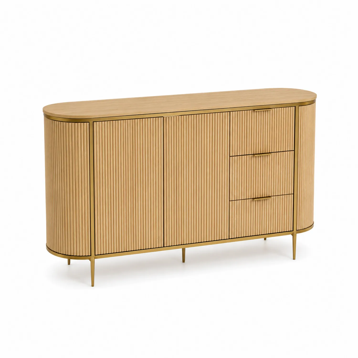Kredens drewniany dębowy z dwoma drzwiami i trzema szufladami 120cm-Norvitron