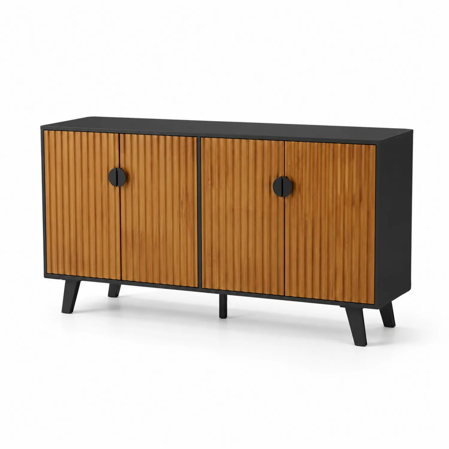 Kredens z MDF i drewna sosnowego 120 cm Czarny/Brązowy-Norvitron