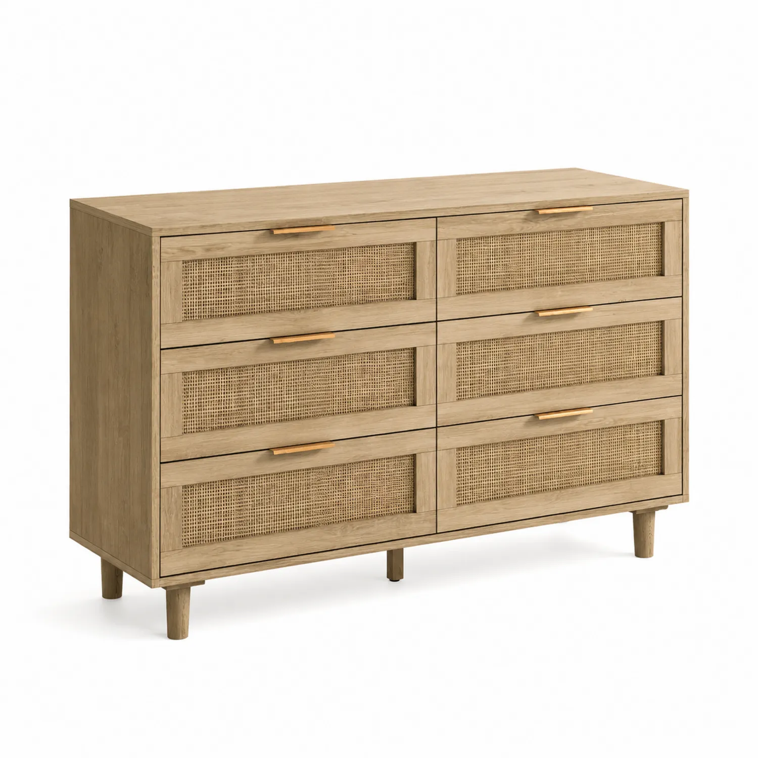 Komoda drewniana z szufladami rattanowymi 120x40x80 cm-Norvitron