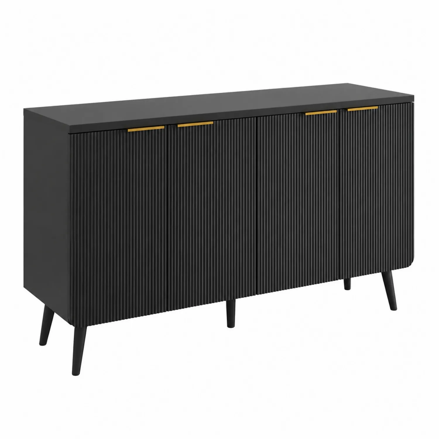 Komoda bufetowa z czterema drzwiami MDF czarna 150x40x85 cm-Norvitron
